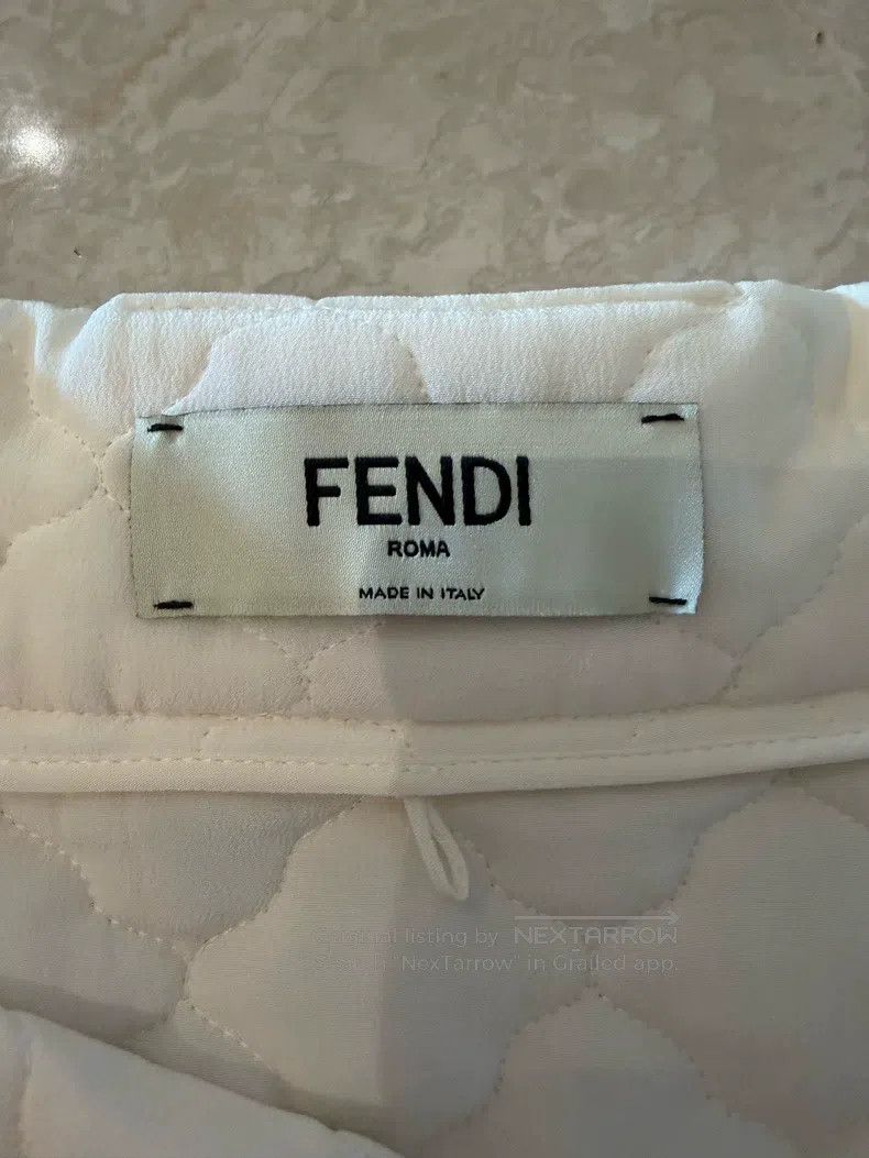 Fendi Fendi White Diamond Quilted Cotton Jacket Skirt Size 25" / US 0 / IT 36 - 3 Thumbnail