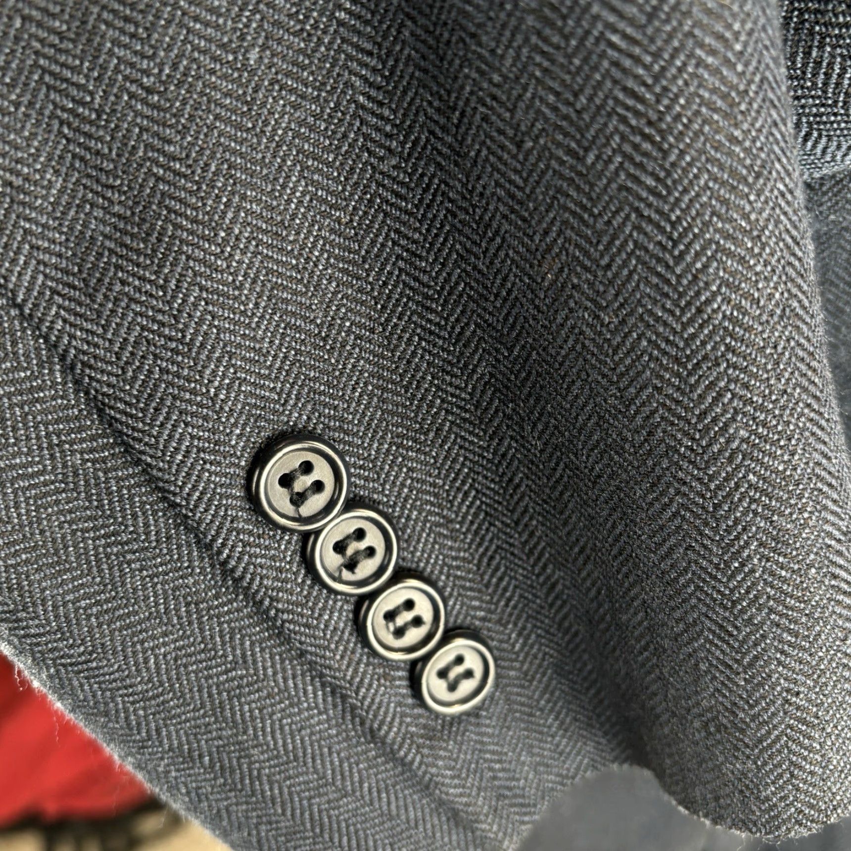 Brooks Brothers Brooks Brothers Sport Coat 44L Navy Blazer Silk Linen Wool Herringbone Jacket Single-Breasted Notch Lapel Men Size 44R - 4 Thumbnail