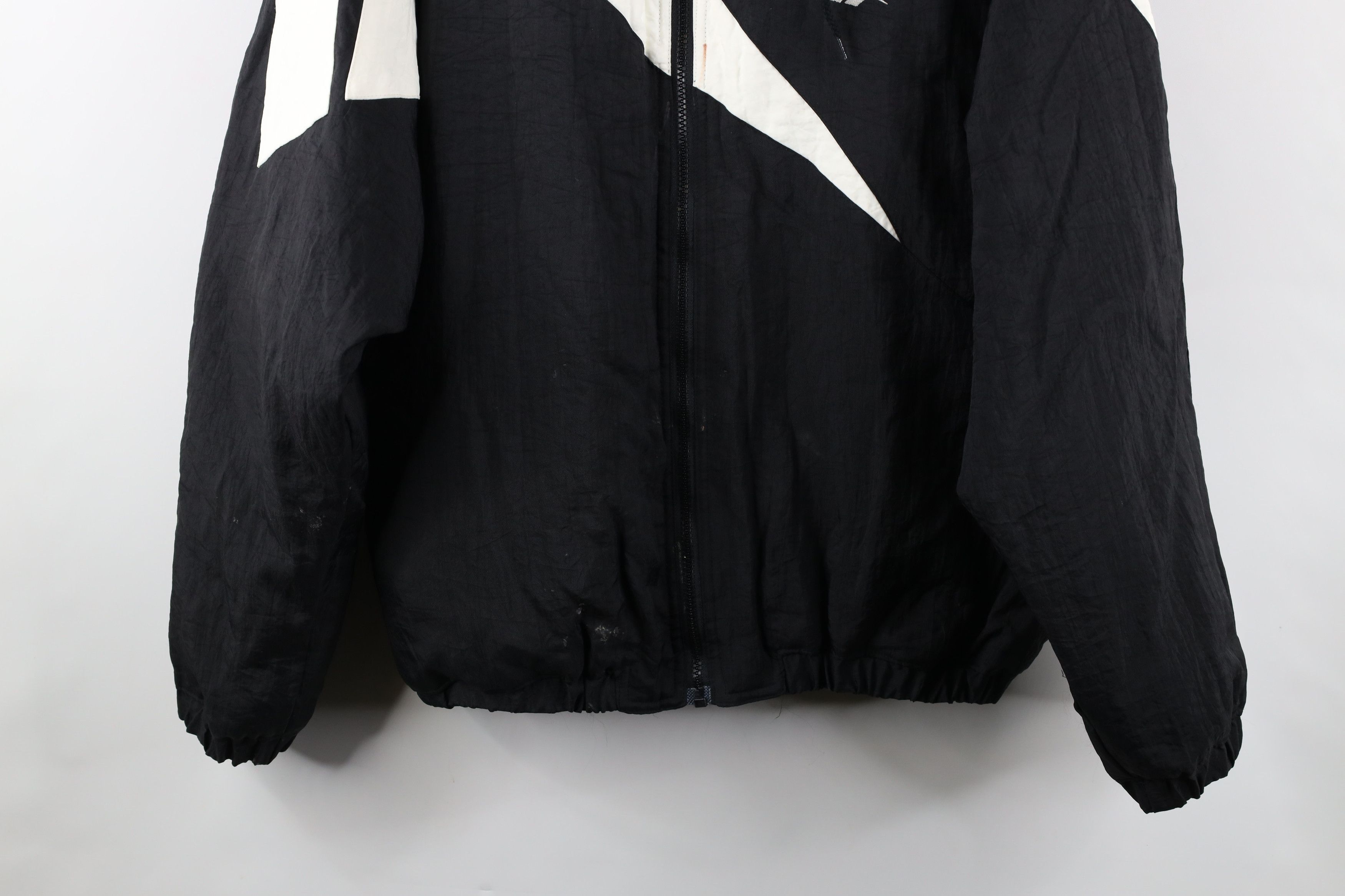 Vintage 90s Reebok Soccer Out Big Logo Hooded Puffer Jacket