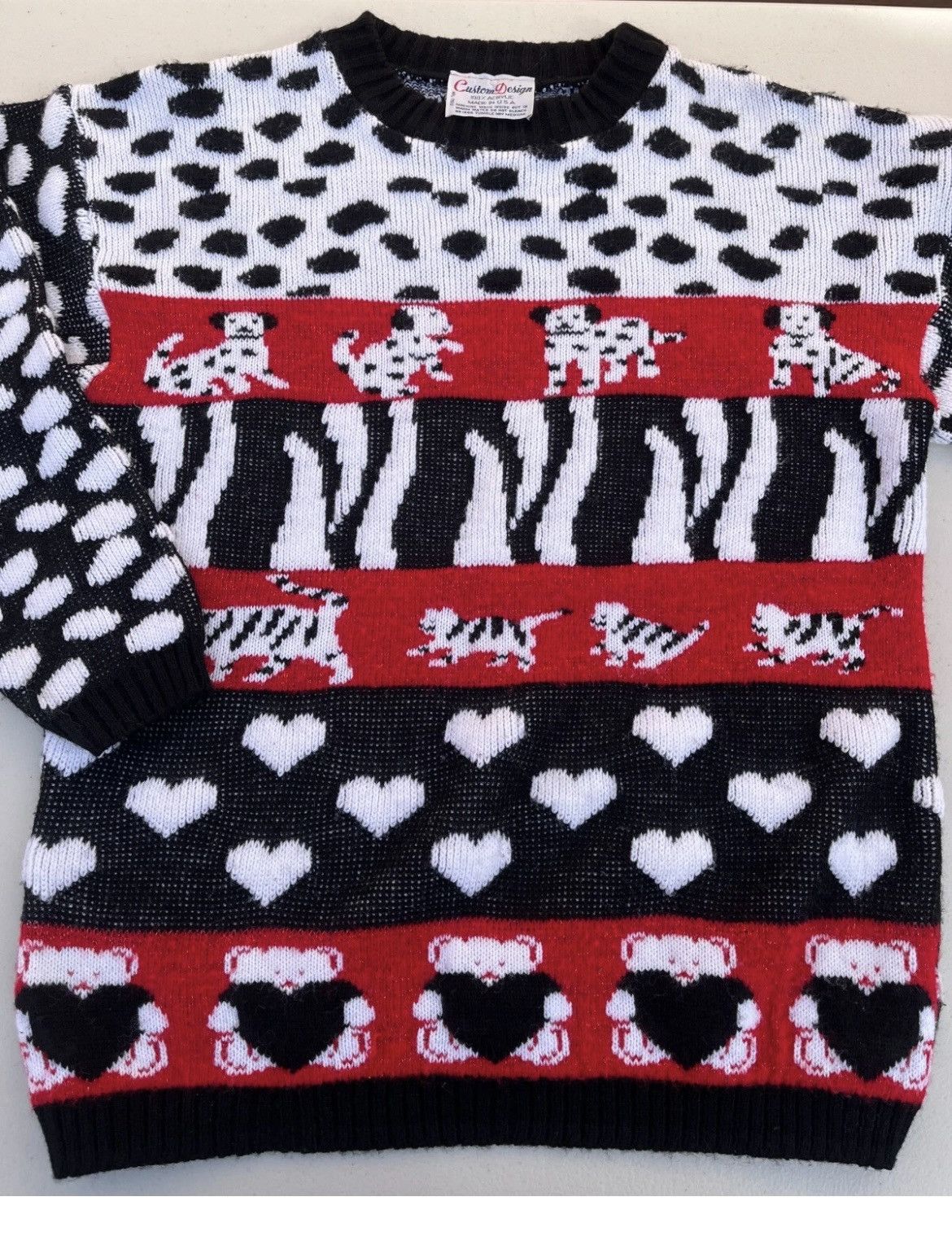 Vintage Vintage 80s Dalmatian Teddy Bears Sweater Sz Small Medium Size M / US 6-8 / IT 42-44 - 1 Preview