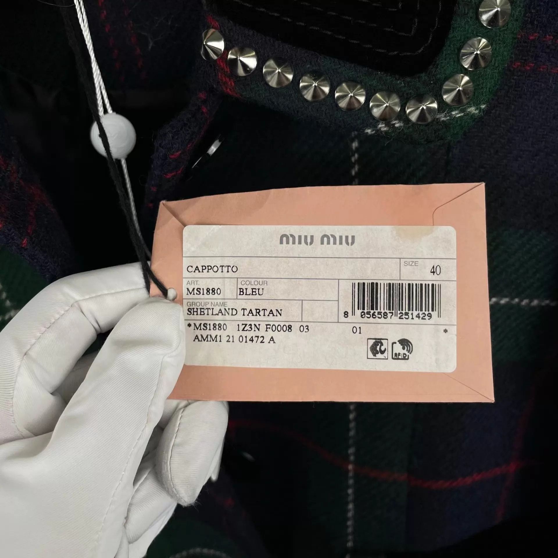 Miu Miu MIU MIU Green Check Coat Doll Collar Velvet Studs Size 40 Size S / US 4 / IT 40 - 7 Thumbnail