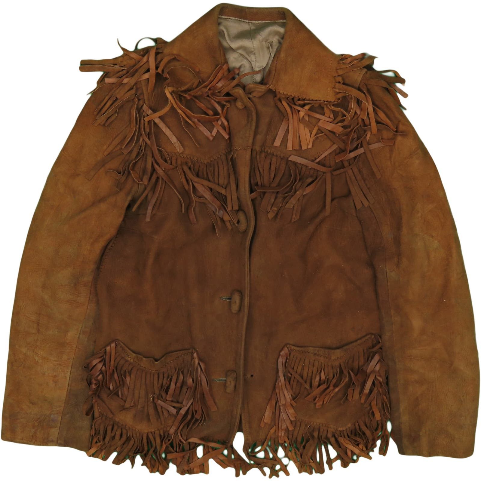 image of Vintage Hippie Biker Fringe Jacket S in Brown, Men's (Size Small)