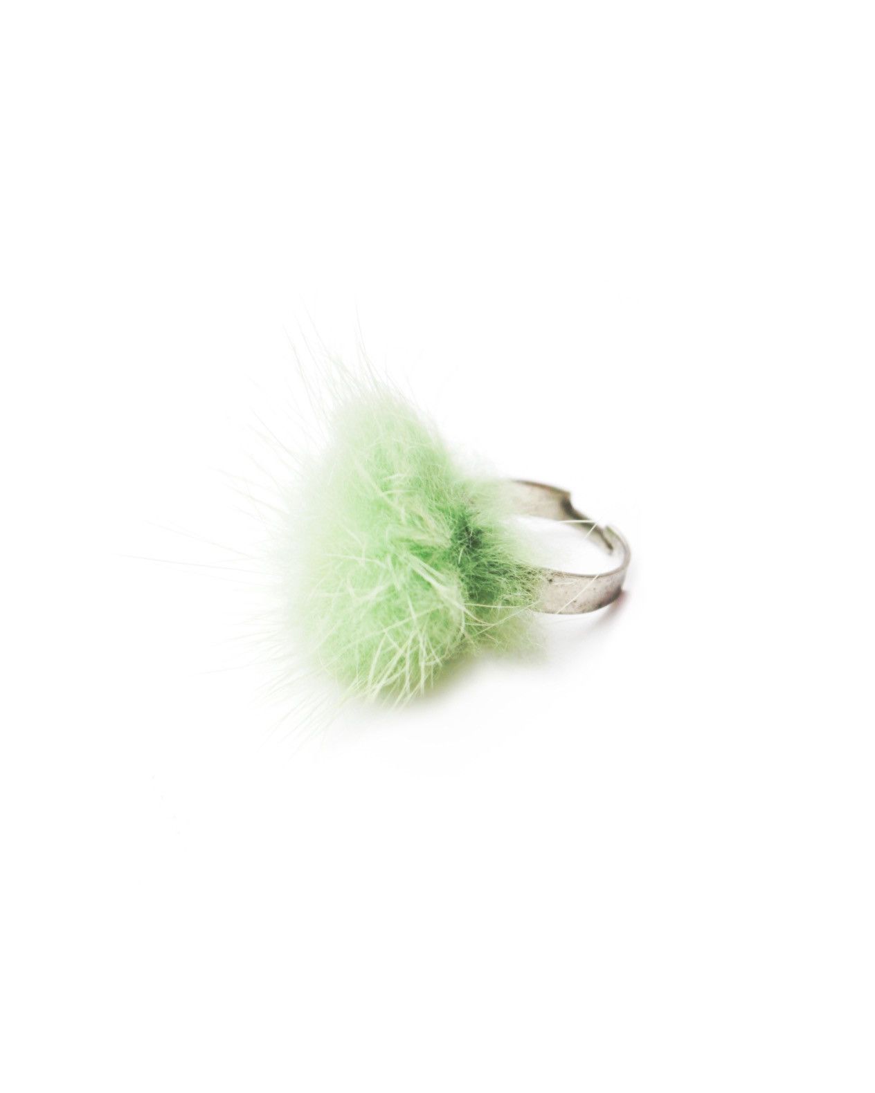 Hysteric Glamour 2000S JAPANESE MADE GREEN FUR BALL OPEN RING Size ONE SIZE - 1 Thumbnail