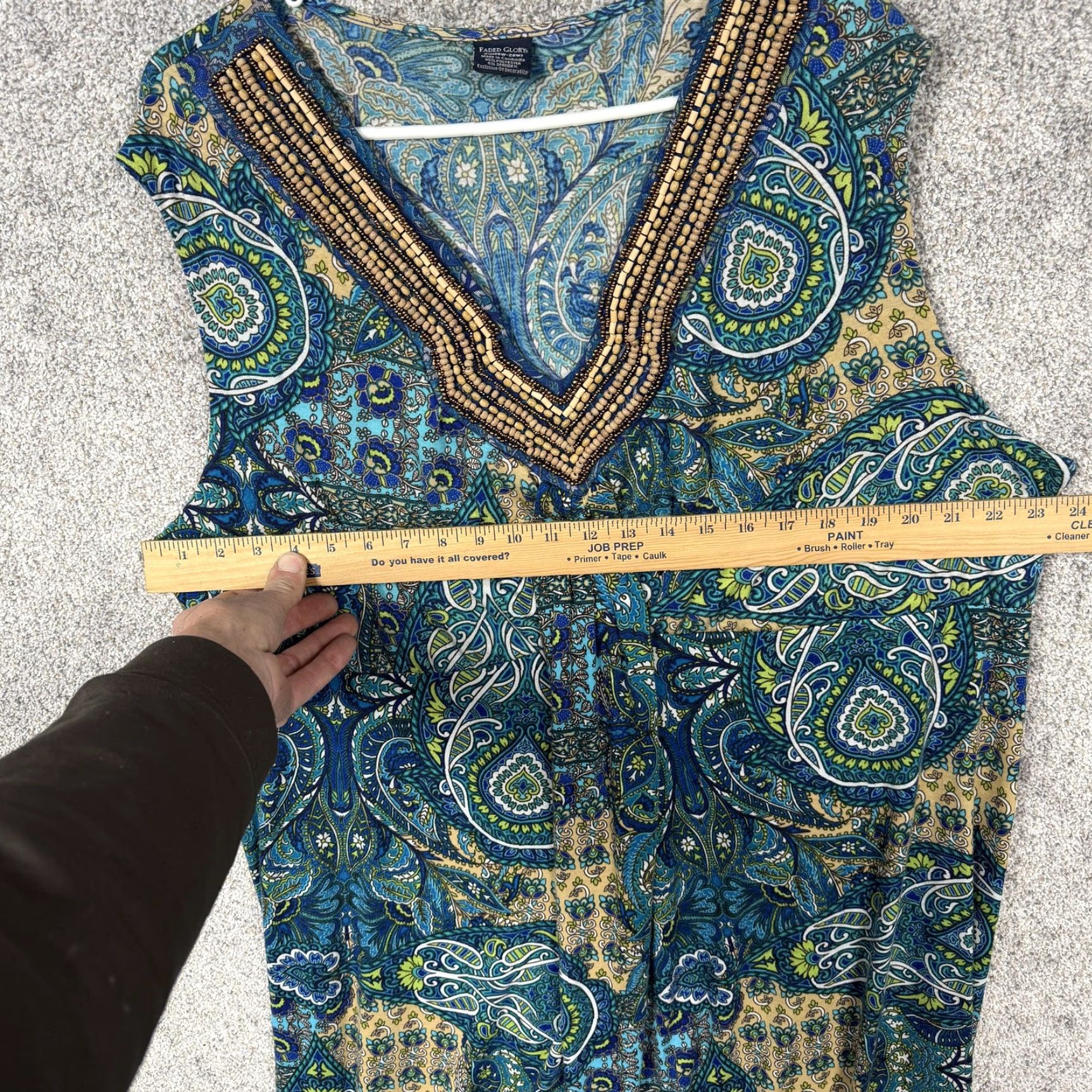 Faded Glory Faded Glory Dress 4X Maxi Beaded Paisley Boho Summer Resort Y2K Beachy Festival Size XXL / US 16-18 / IT 52-54 - 2 Thumbnail