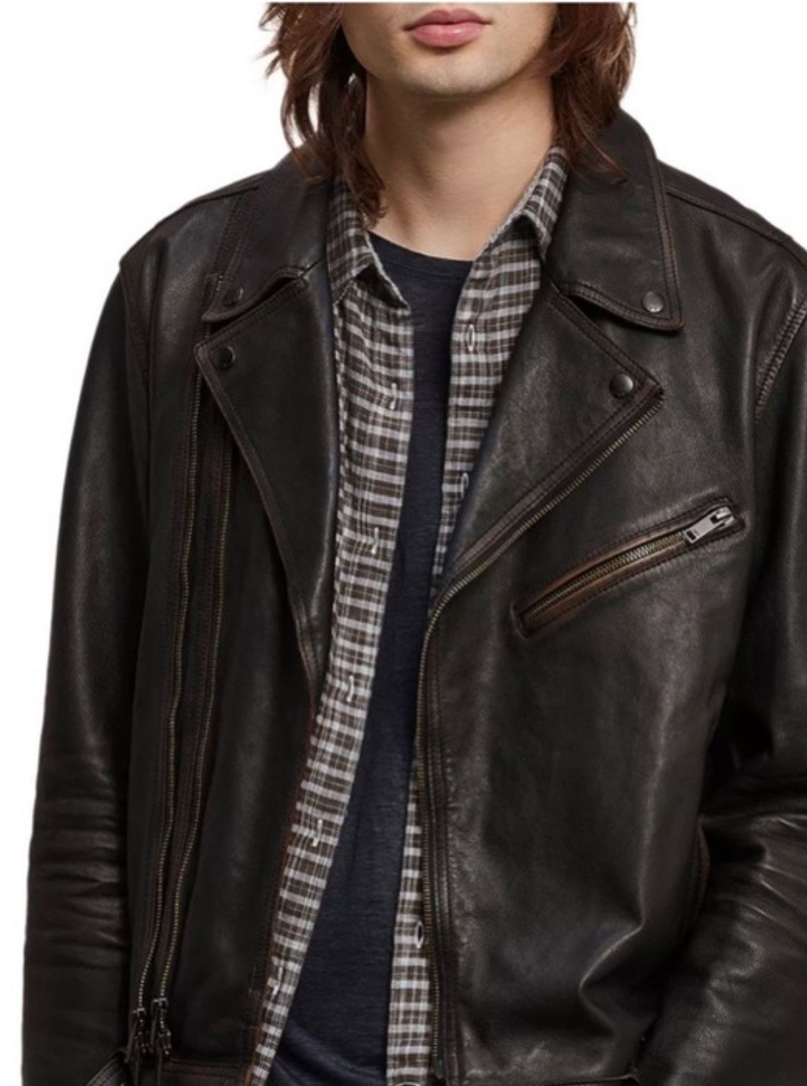 John Varvatos Asymmetrical leather biker jacket. Size US L / EU 52-54 / 3 - 1 Thumbnail