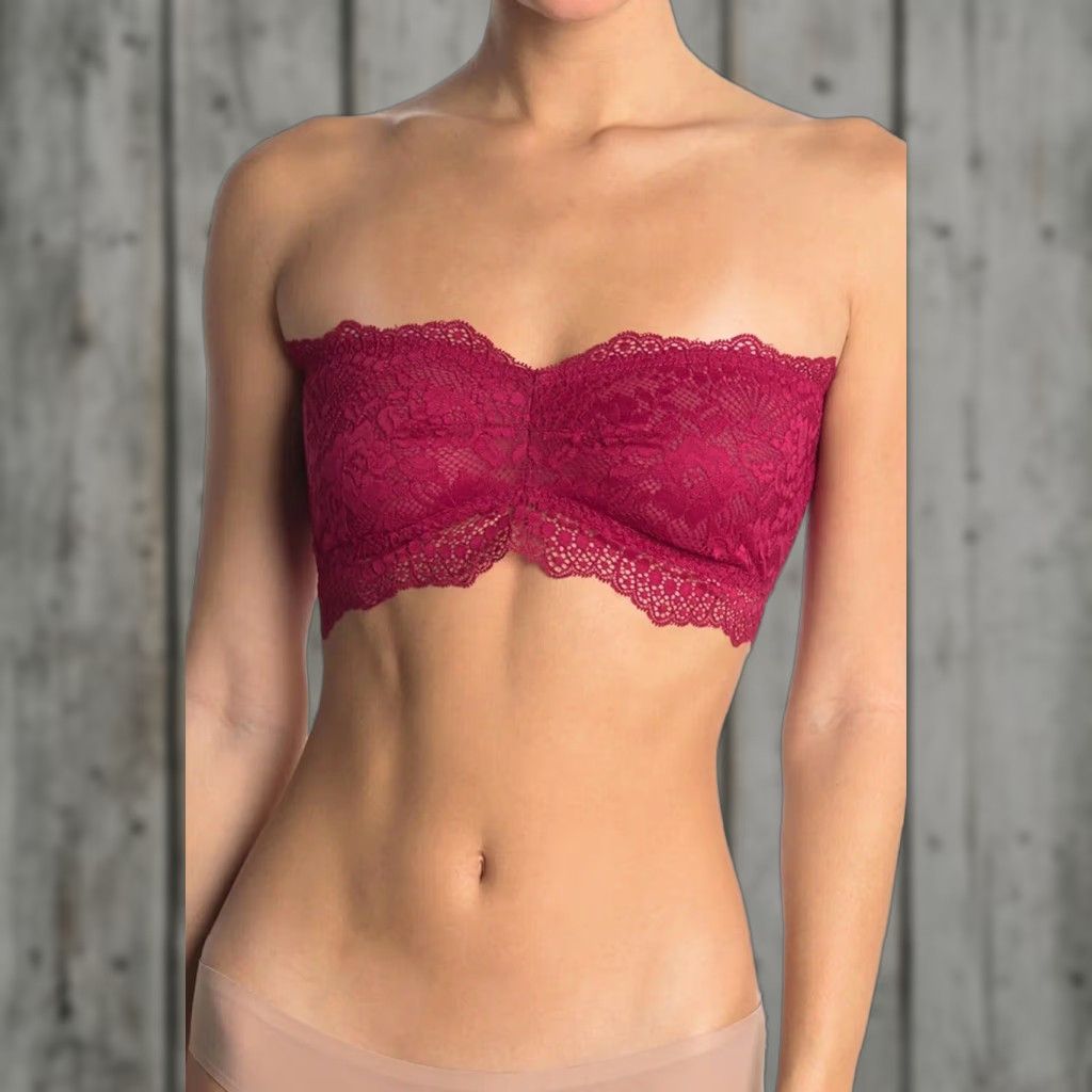 Free People VINTAGE Free People Bandeau Bra Women's Small Red Lace Stretch Strapless Underwire-Free Opague 90s Size ONE SIZE - 1 Thumbnail