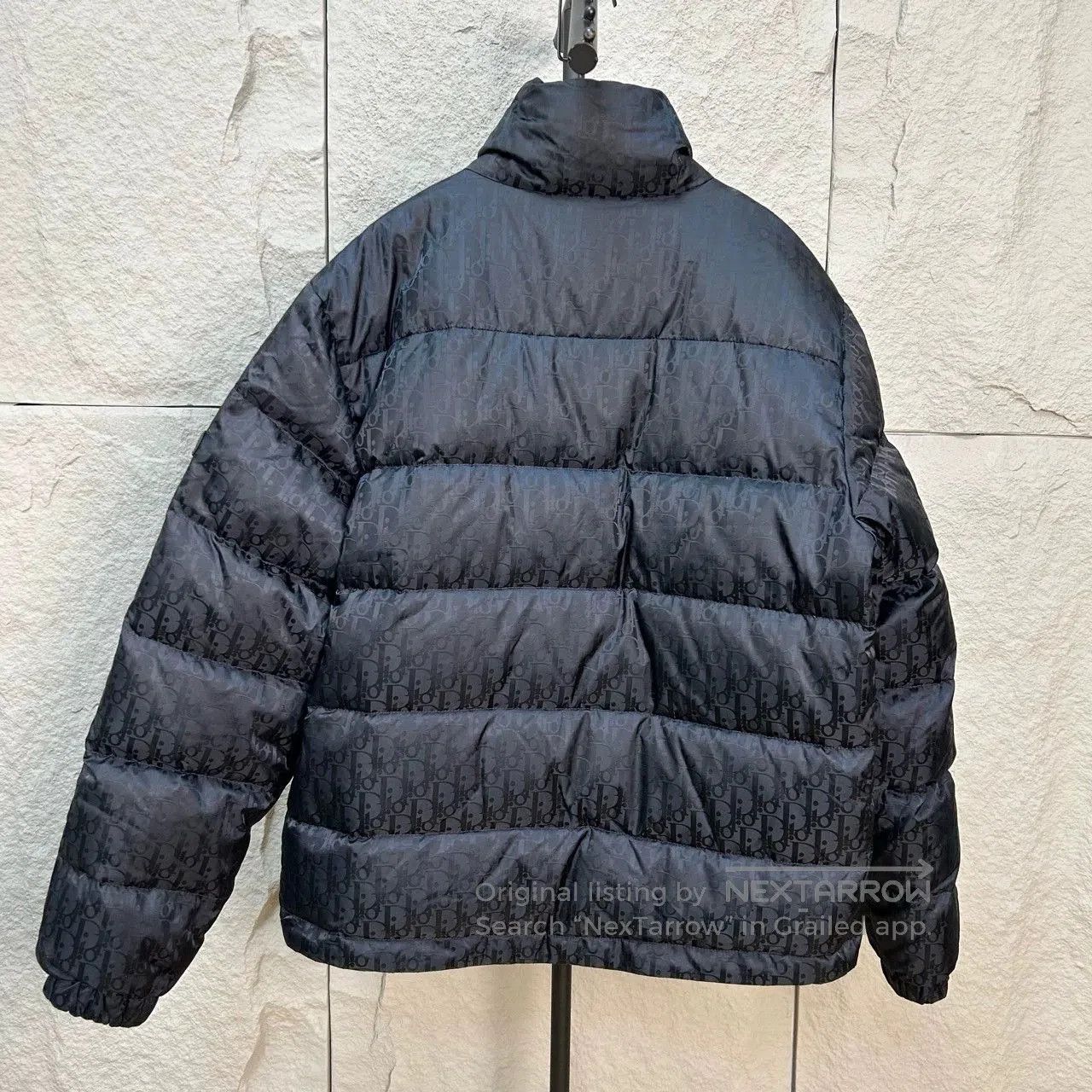 Dior black printed short down jacket by dior. Size L / US 10 / IT 46 - 2 Thumbnail