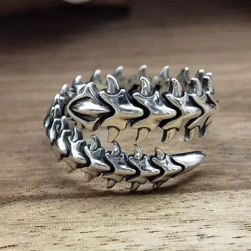 Jewelry × Ring Of Fire Skeleton Ring Spine Bones Goth Punk Rock Jewelry Chrome Size ONE SIZE - 1 Thumbnail