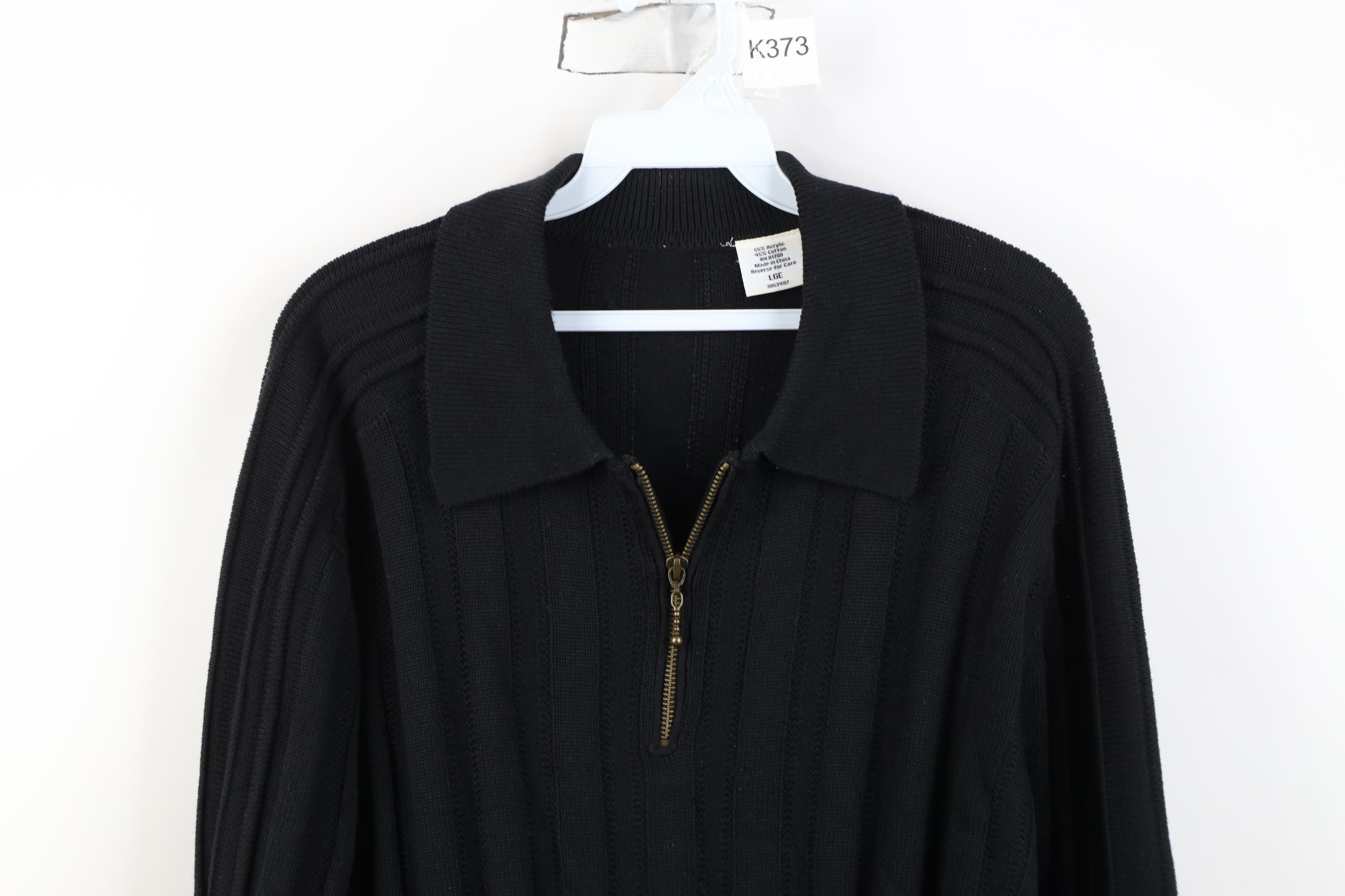 Vintage Vintage 90s Streetwear Ribbed Knit Collared Sweater Black Size US L / EU 52-54 / 3 - 2 Thumbnail