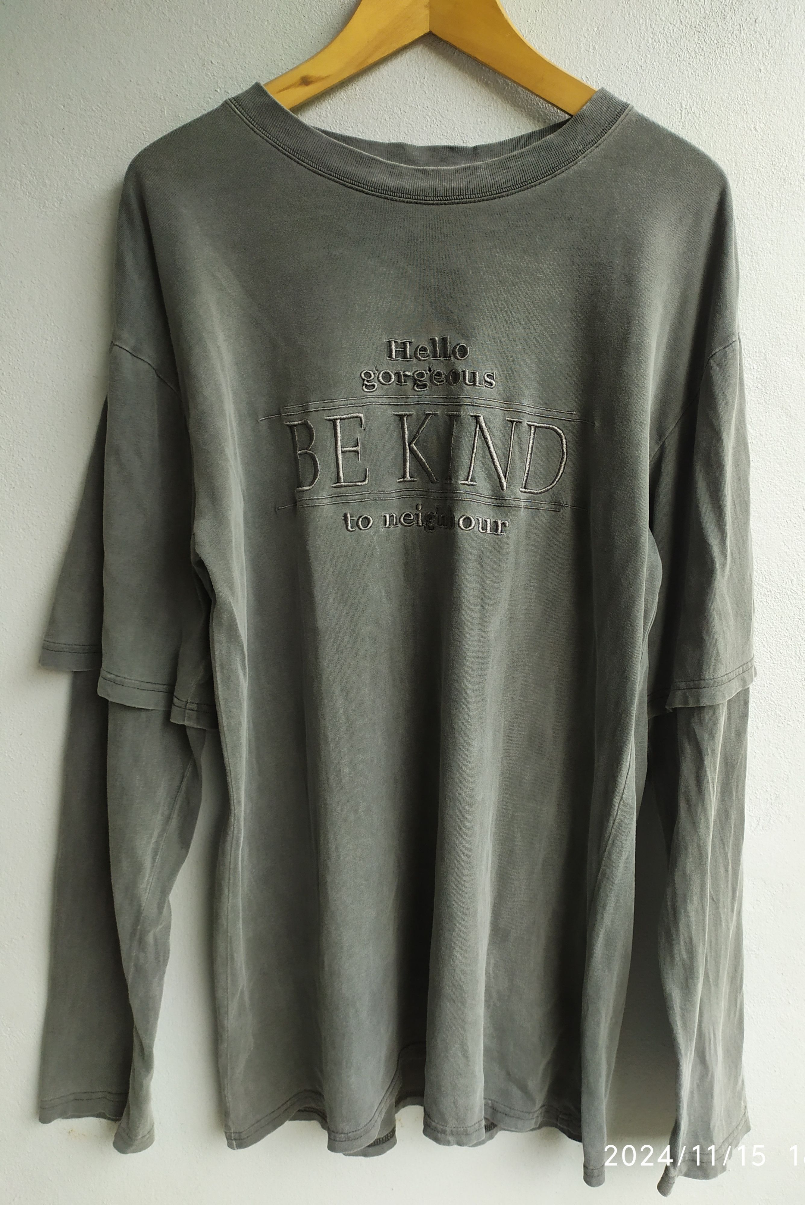 If Six Was Nine × Japanese Brand × KMRii Vintage SLY Dauble Sleeve Grey faded Shirt Size US L / EU 52-54 / 3 - 1 Thumbnail
