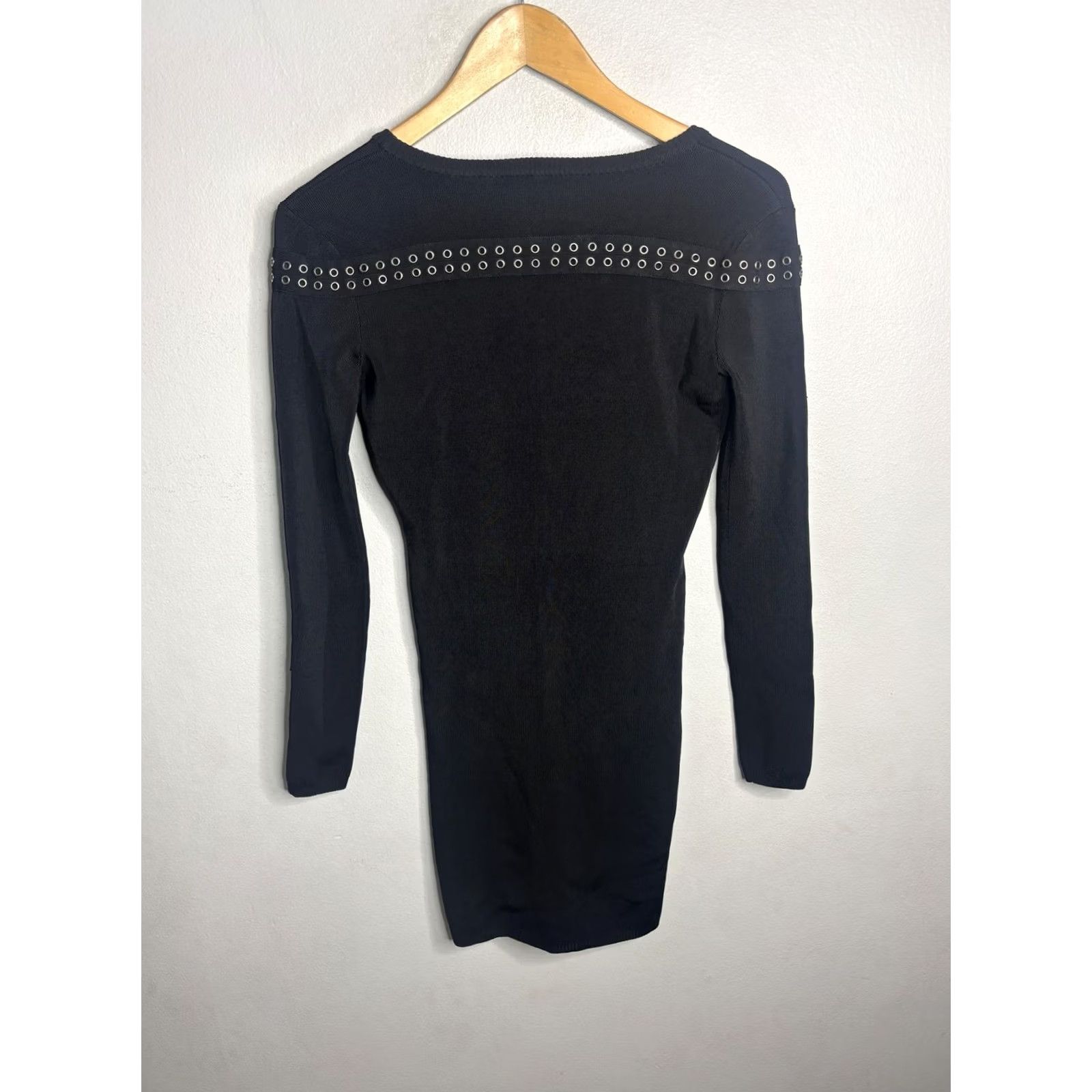 Gestuz Gestuz Sweater Dress Womens Small Black Eyelet Grommet Long Sleeve Bodycon Size S / US 4 / IT 40 - 4 Thumbnail