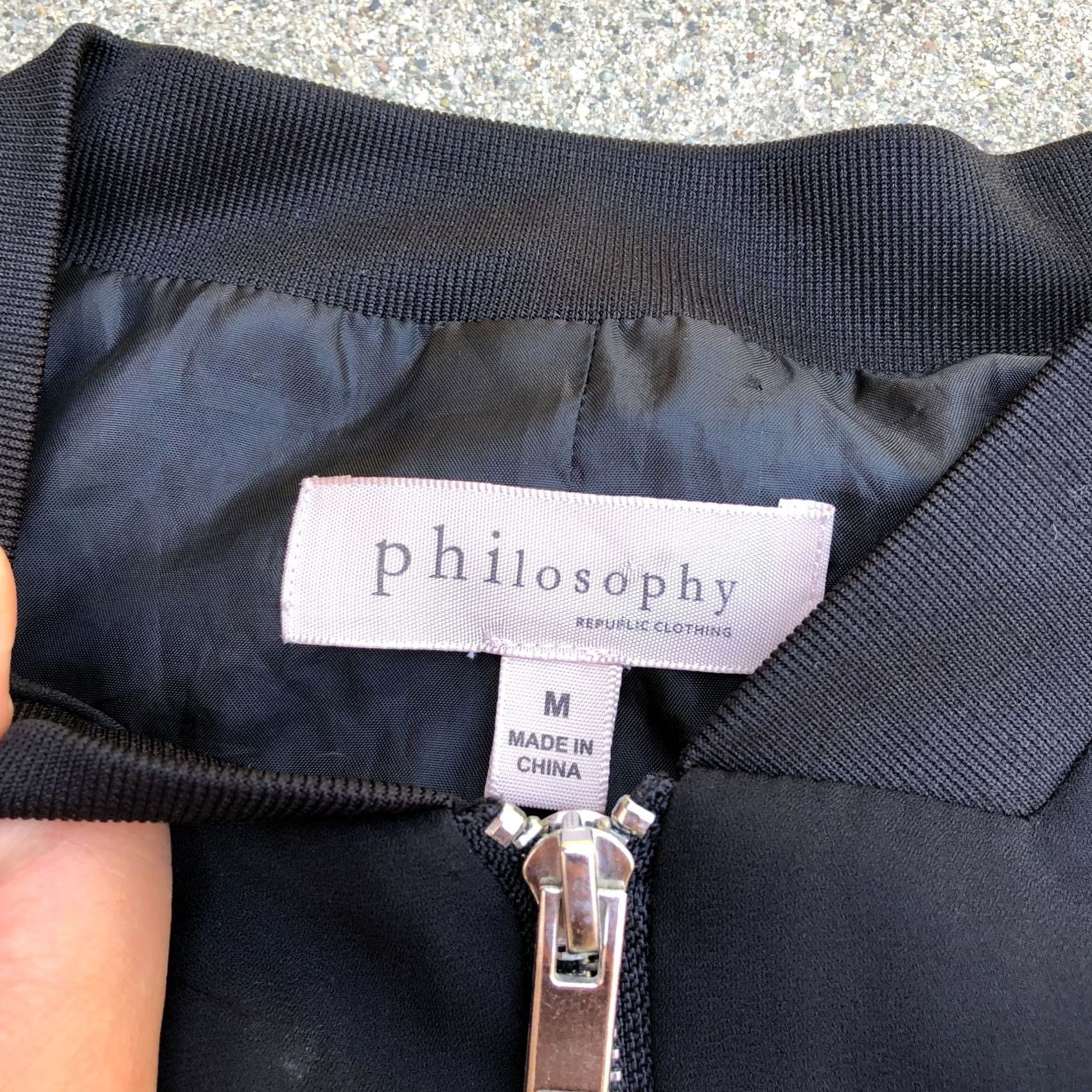 Vintage PHILOSOPHY Bomber Jacket MEDIUM Black Full Zip Long Sleeve Women's Size M / US 6-8 / IT 42-44 - 4 Thumbnail