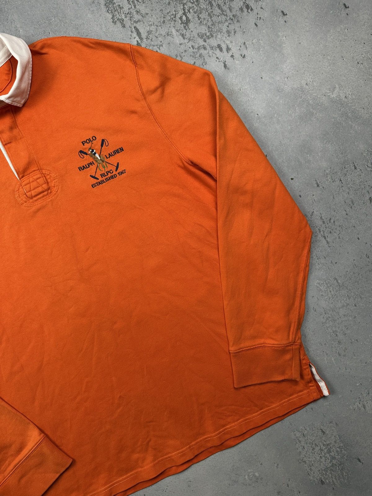 Polo Ralph Lauren Polo Ralph Lauren RLPC Orange Long Sleeve Rugby Shirt 90s Size US XL / EU 56 / 4 - 4 Thumbnail
