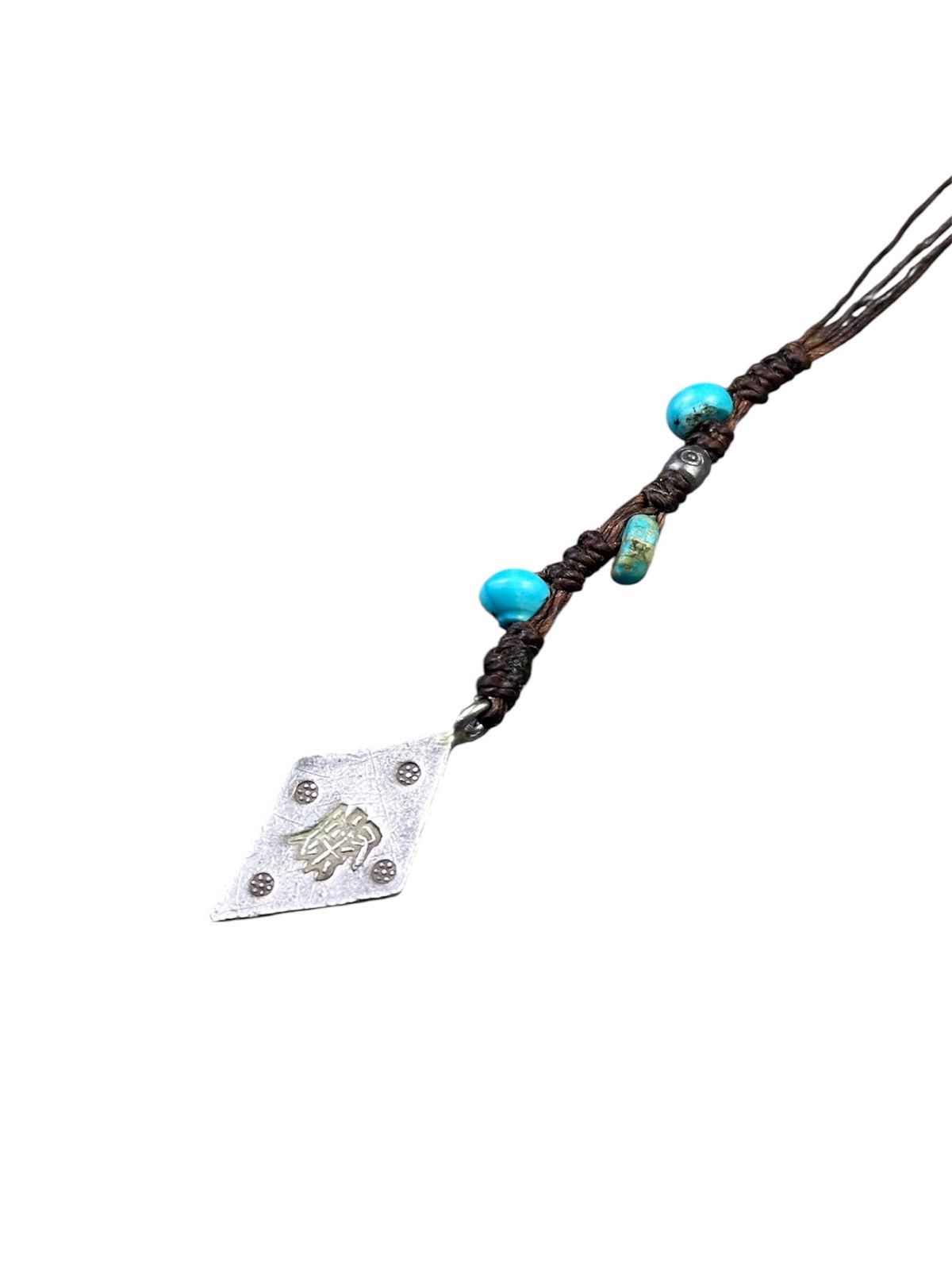 Vintage KAREN SILVER WITH TURQUOISE BRAIDED KEYCHAIN / PHONE STRAP Size ONE SIZE - 3 Thumbnail