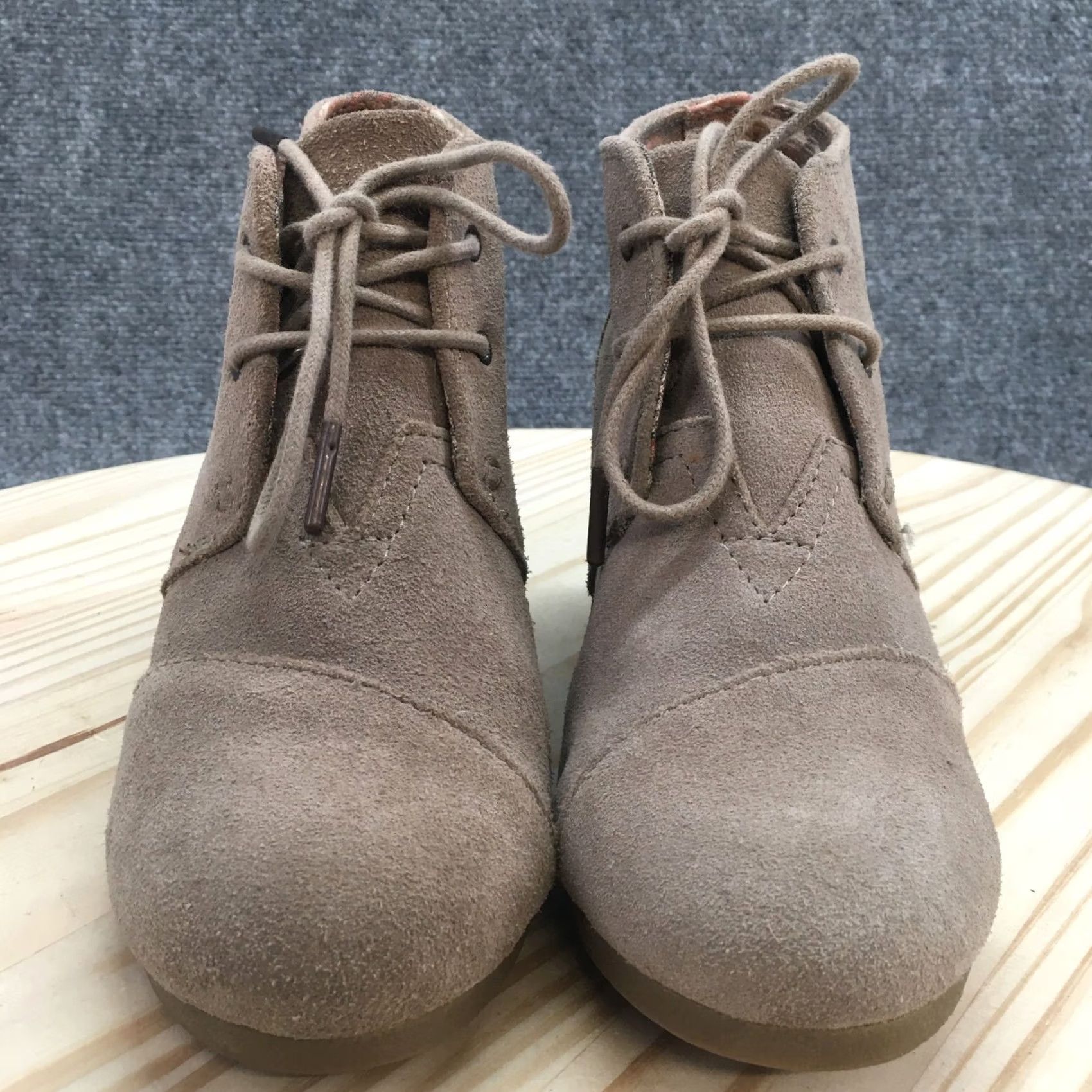 Toms TOMS Boots Womens 8 Desert Brown Lace Up Casual Round Toe Wedge Heels 300615 Size US 8 / IT 38 - 7 Thumbnail