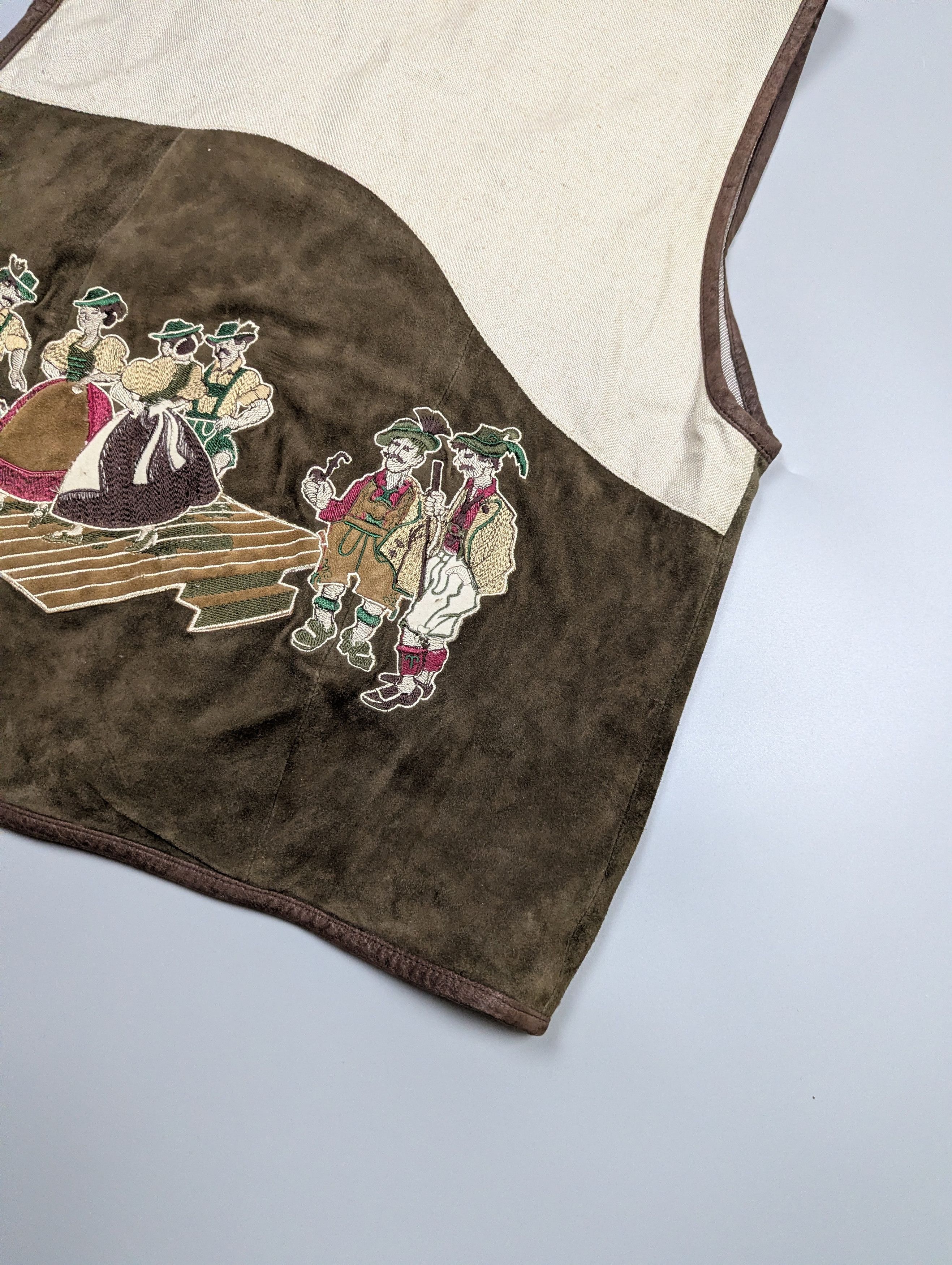 Vintage Mir San Mir Vintage Leather & Linen Folk Vest / Gilet Size US L / EU 52-54 / 3 - 4 Thumbnail