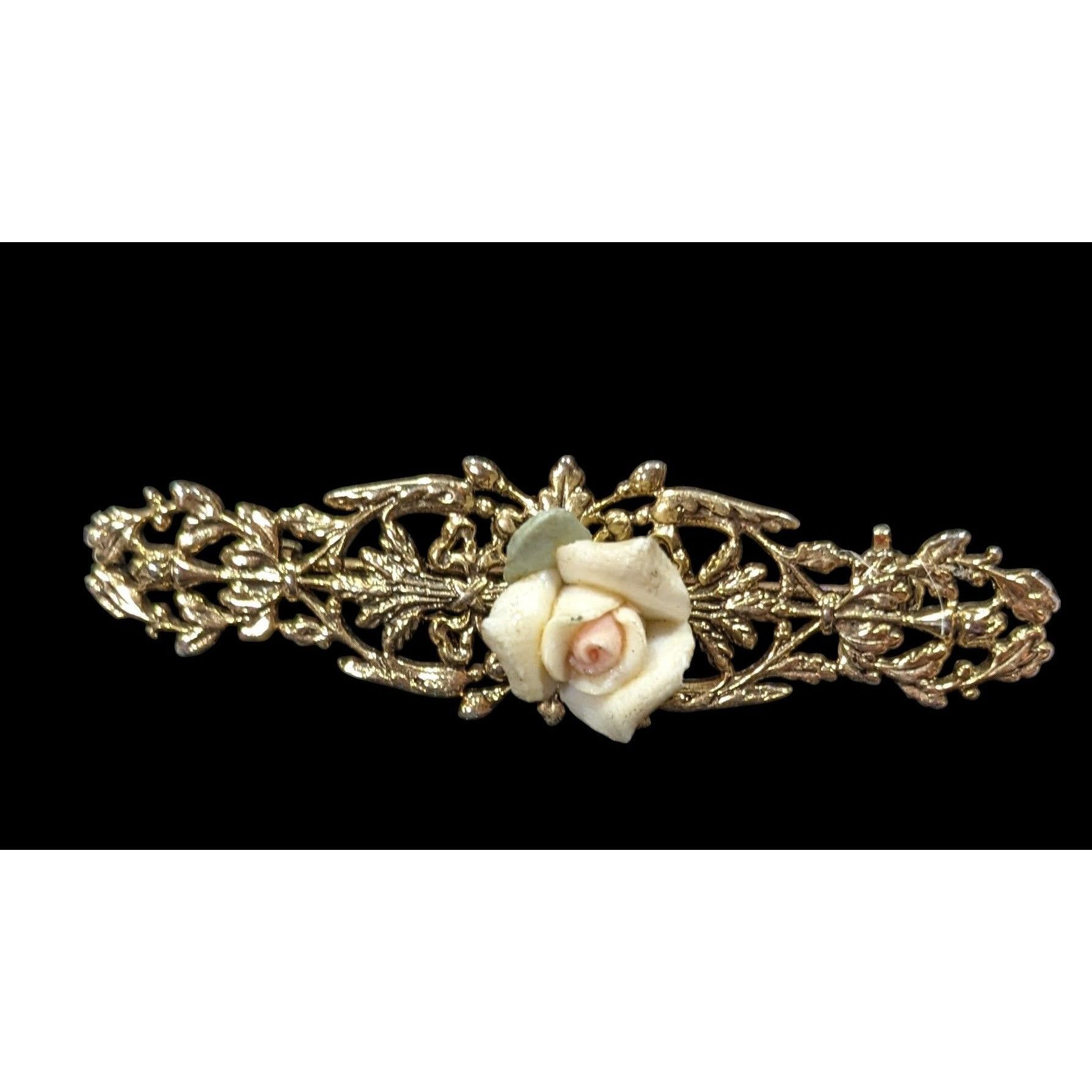 Other Vintage Victorian Style Rose Embellished Gold Tone Filigree Size ONE SIZE - 1 Thumbnail