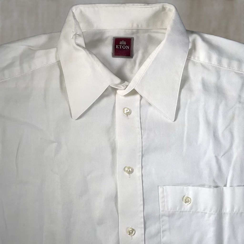 Eton Etón Shirt Dress Shirt Mens Large White Cotton Button Collared Long Sleeve Size 42R - 1 Thumbnail