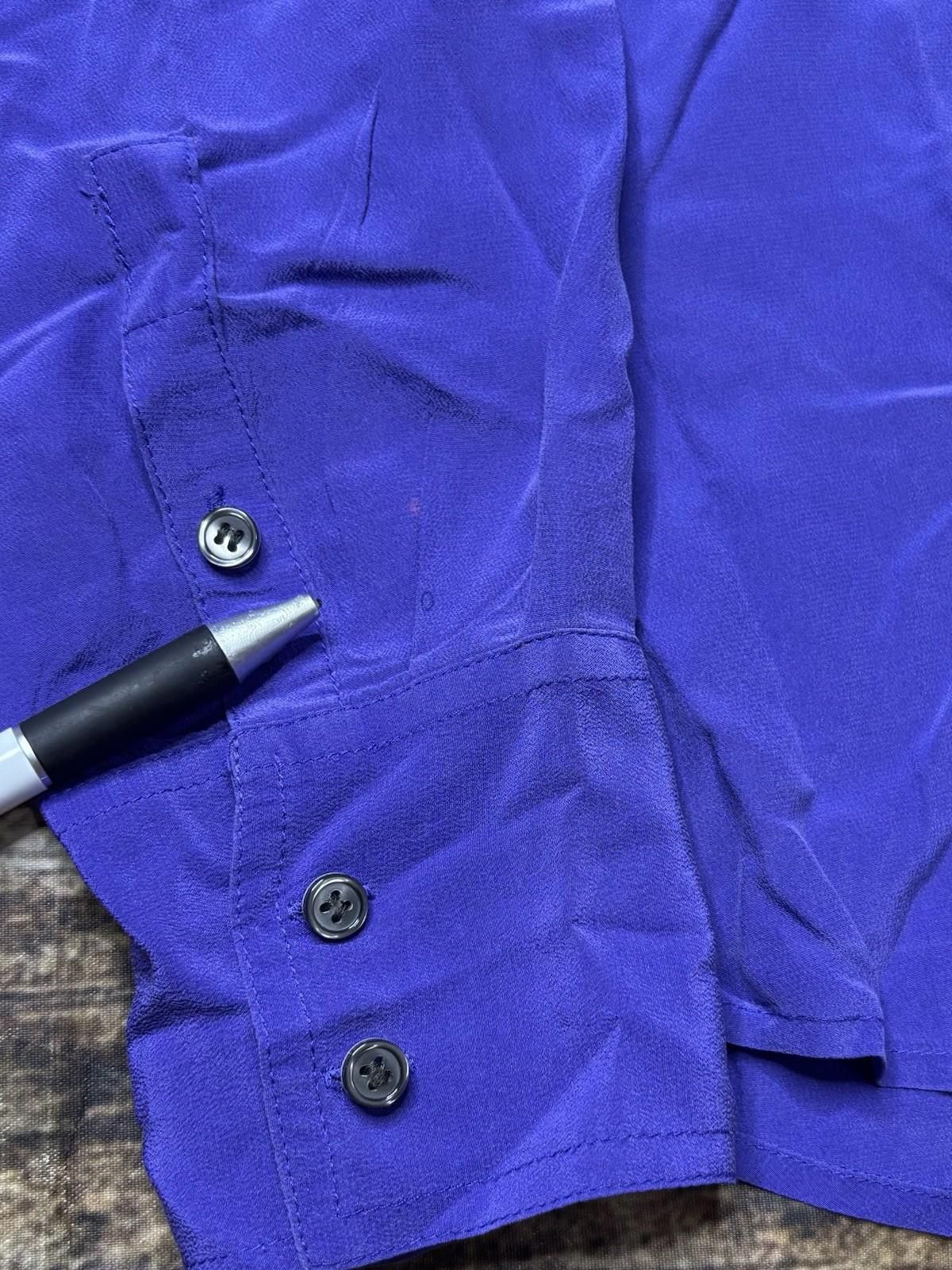 J.Crew J Crew Top Womens Medium Silk Satin Pockets Purple Button Up Size M / US 6-8 / IT 42-44 - 8 Thumbnail