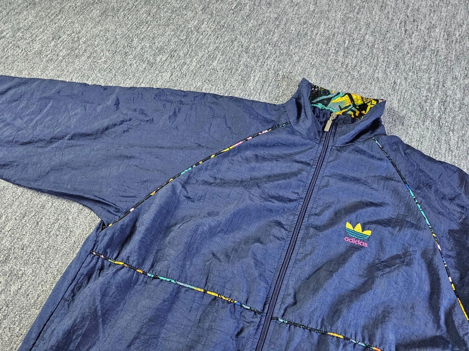 Adidas Adidas Trefoil 80s Nylon Crinkle Track Jacket Navy Blue S Size US S / EU 44-46 / 1 - 2 Thumbnail