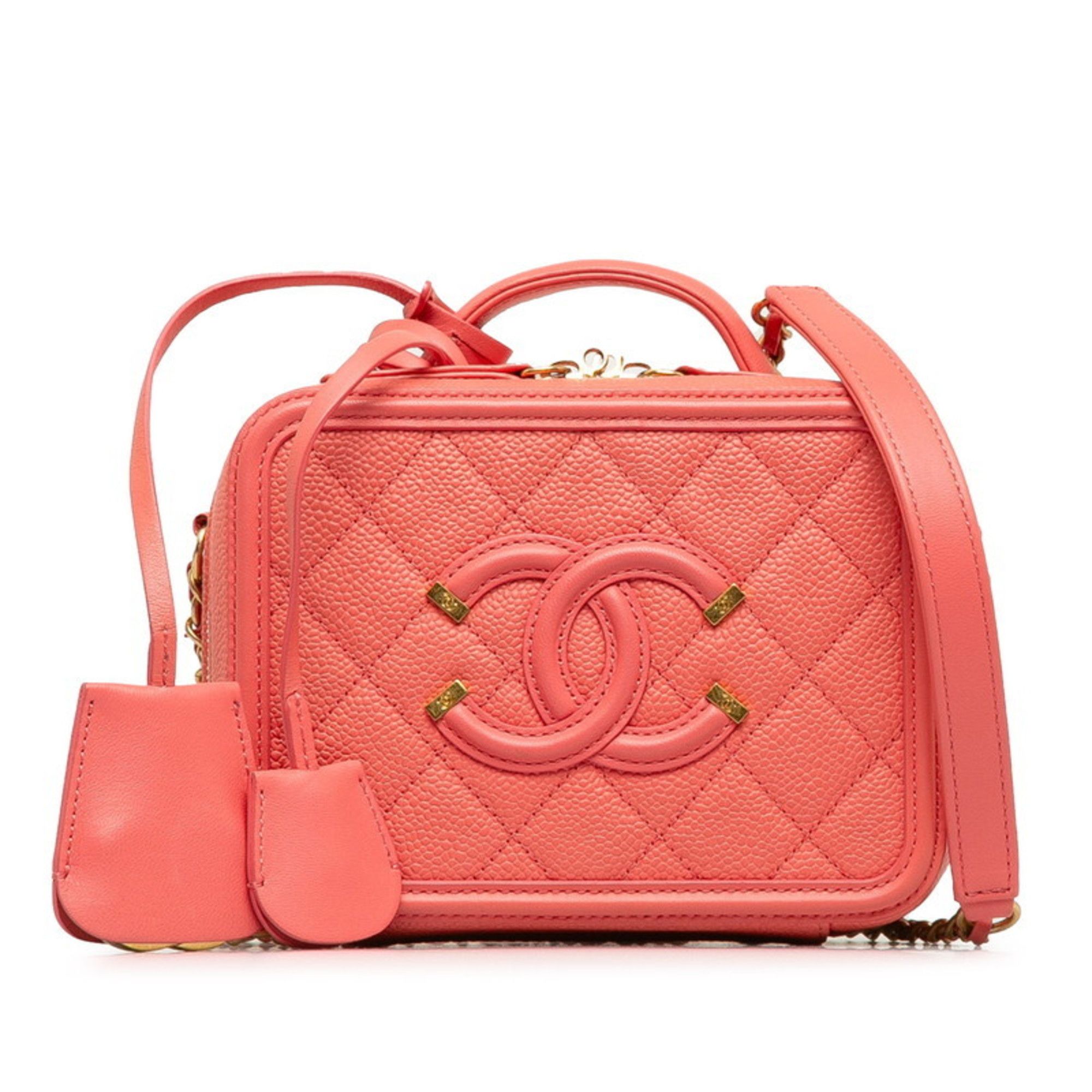 Chanel CHANEL Matelasse Coco Mark CC Figurine Handbag/Shoulder Bag, 2-Way, Pink Caviar Skin, Women's Size ONE SIZE - 1 Thumbnail