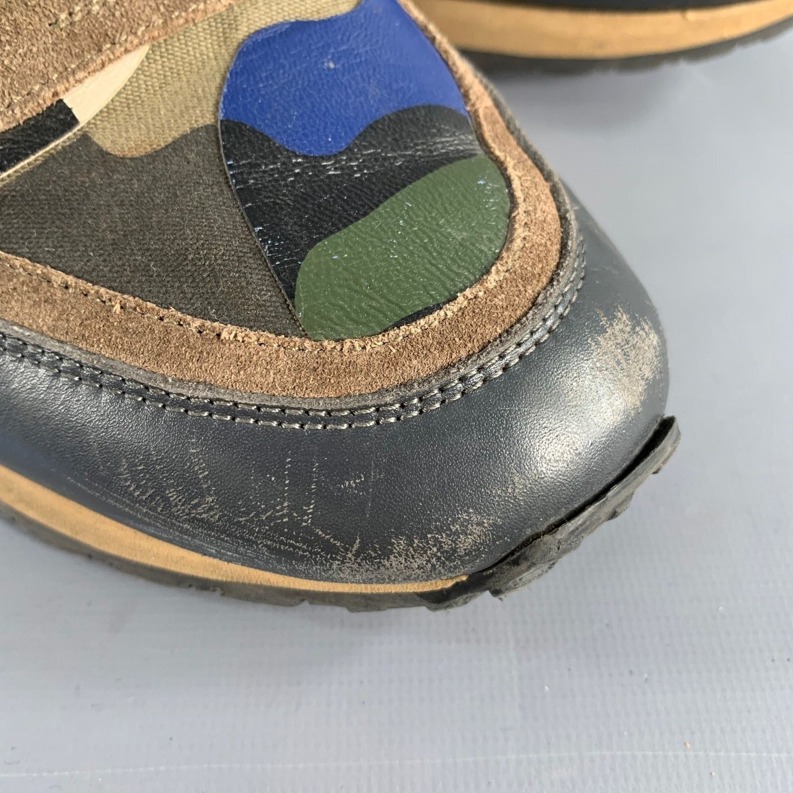 Valentino VALENTINO Blue Taupe Block Leather Rubber Sole Sneakers Size US 9.5 / EU 42-43 - 10 Thumbnail