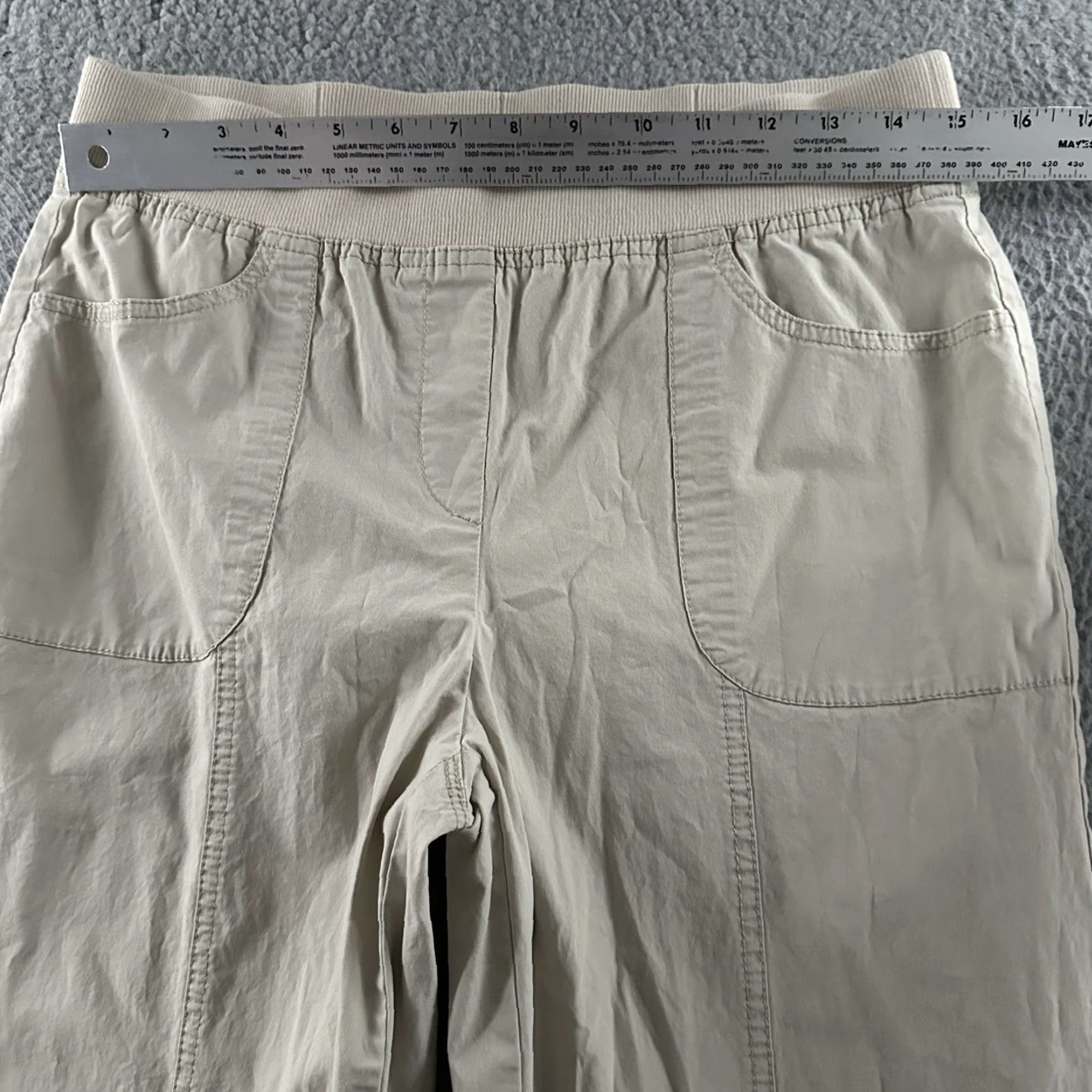 Vintage Chicos Pants Size 1 Beige Utility Roll Tab Stretch Cotton Blend Womens Size 25" / US 0 / IT 36 - 4 Thumbnail