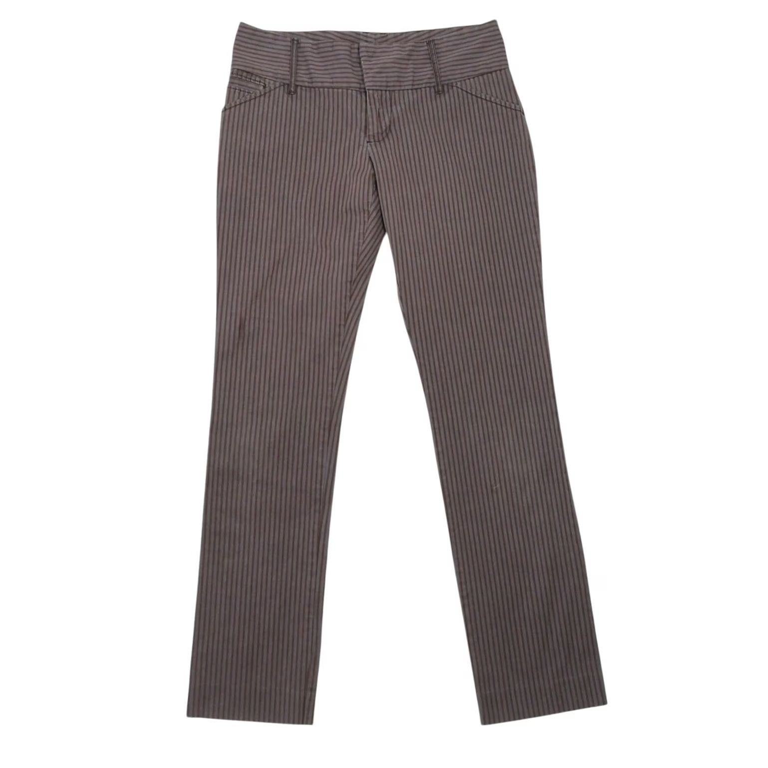 Old Navy VINTAGE Old Navy Pants Dress Pants Women 4 Gray Brown Stripe Low Rise Slim Fit Straight Inseam 30 Size 27" / US 4 / IT 40 - 2 Thumbnail
