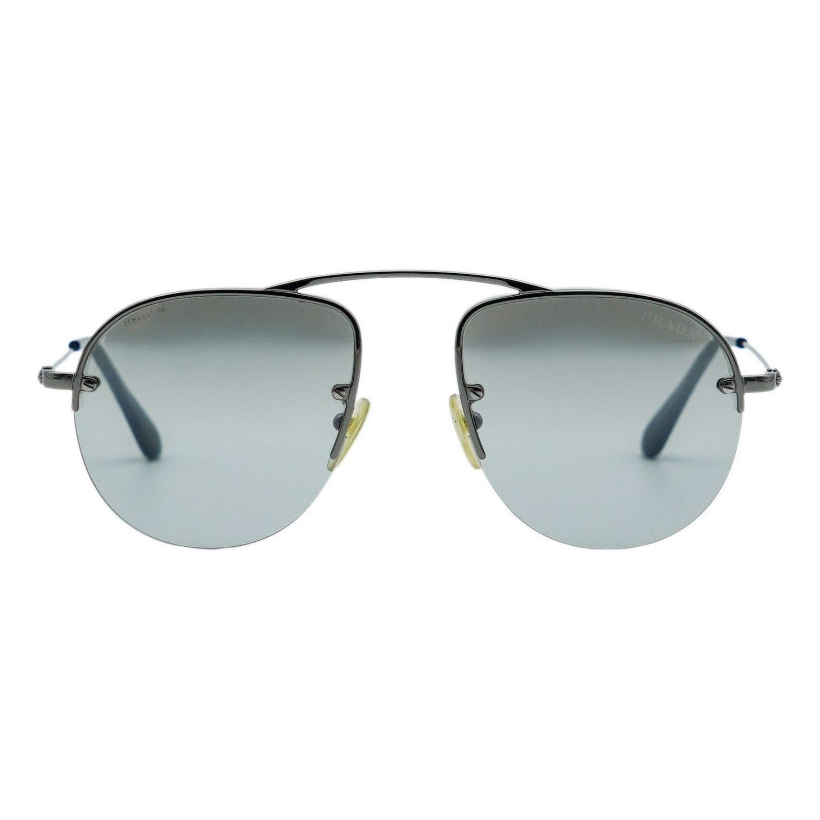 Prada Prada Gunmetal Half Rimless Logo Gradient Pilot Sunglasses Size ONE SIZE - 2 Thumbnail