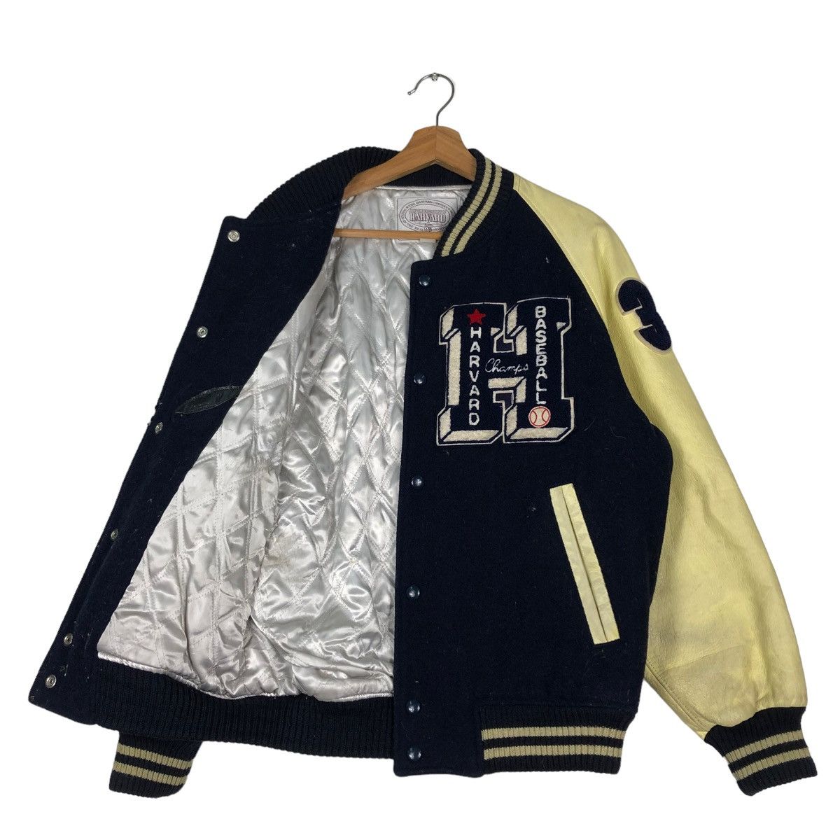 Vintage 🔥VINTAGE VARSITY JACKET LEATHER JUMPER HAVARD BASEBALL Size US L / EU 52-54 / 3 - 11 Thumbnail