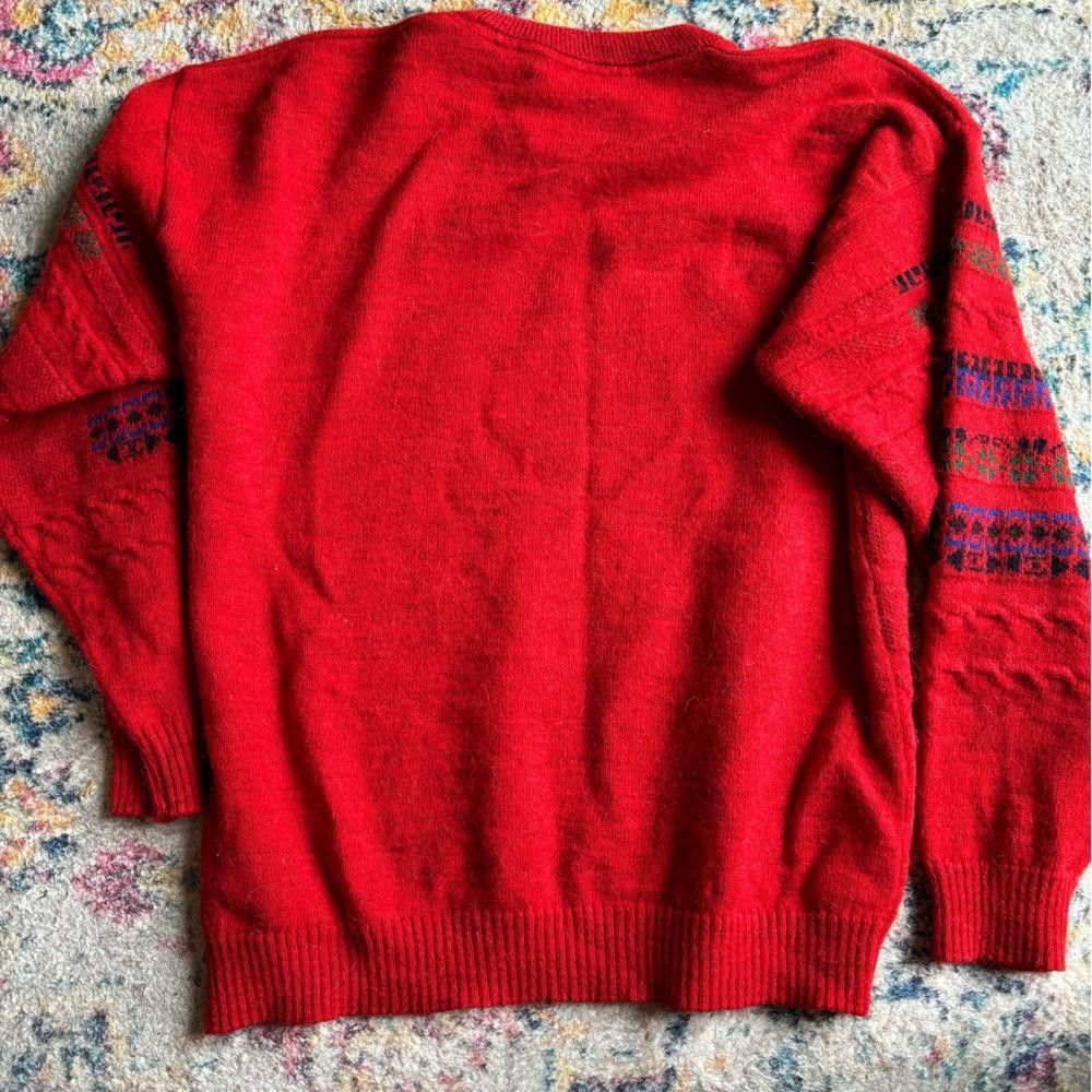 Designer Vintage red crewneck 100% wool Size US XL / EU 56 / 4 - 2 Thumbnail