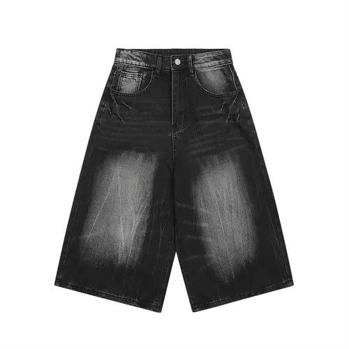 VIBE Men's punk street distressed washed cracked denim shorts Size US 32 / EU 48 - 3 Thumbnail