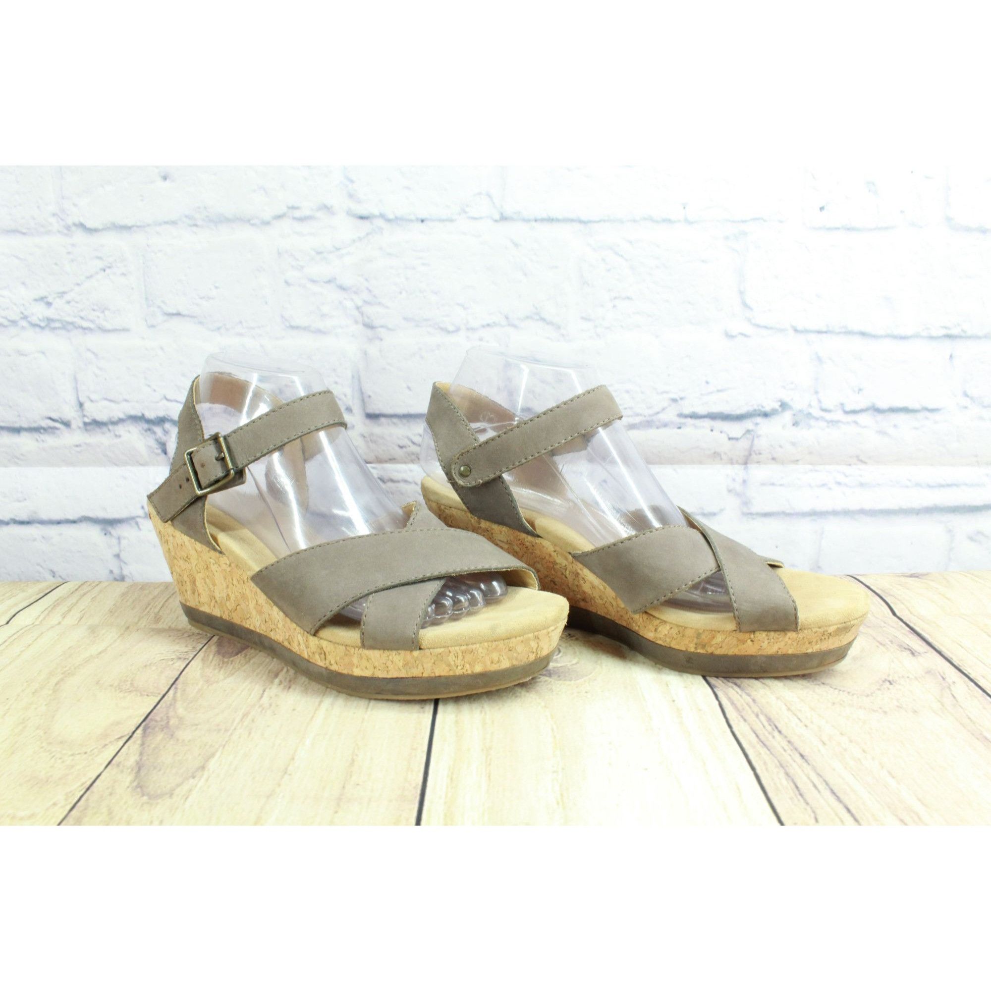L.L. Bean × Leather LL Bean Brown Suede Wedge Sandals Womens 9M Ankle Strap Size US 9 / IT 39 - 3 Thumbnail
