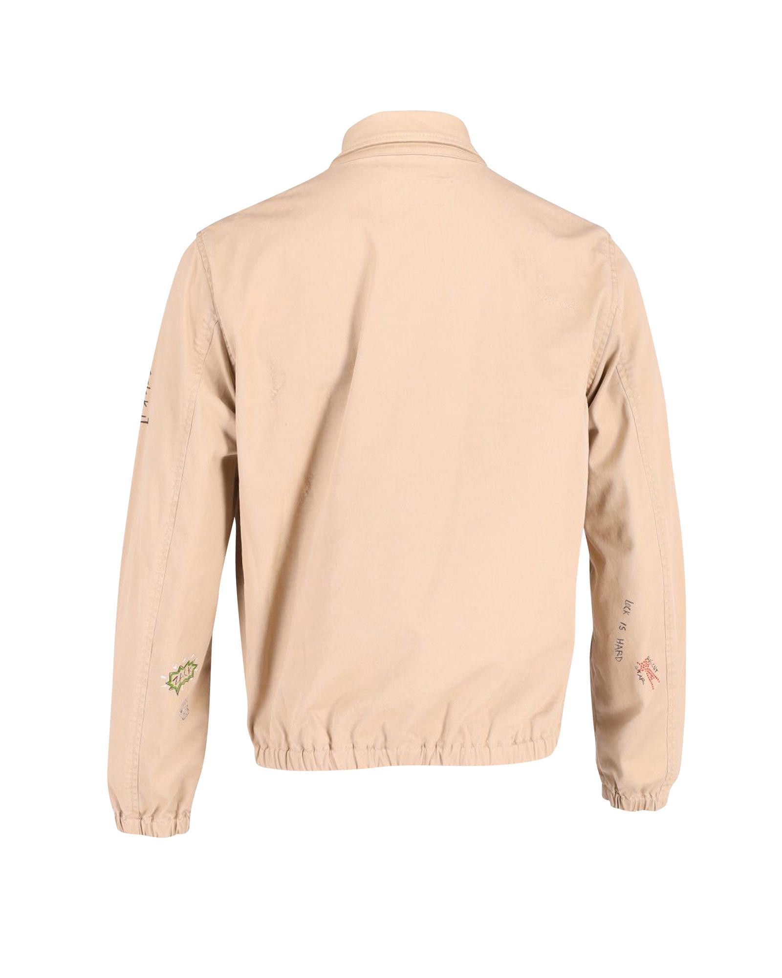 image of Dsquared2 Printed And Embellished Beige Cotton Bomber Jacket, Men's (Size Large)