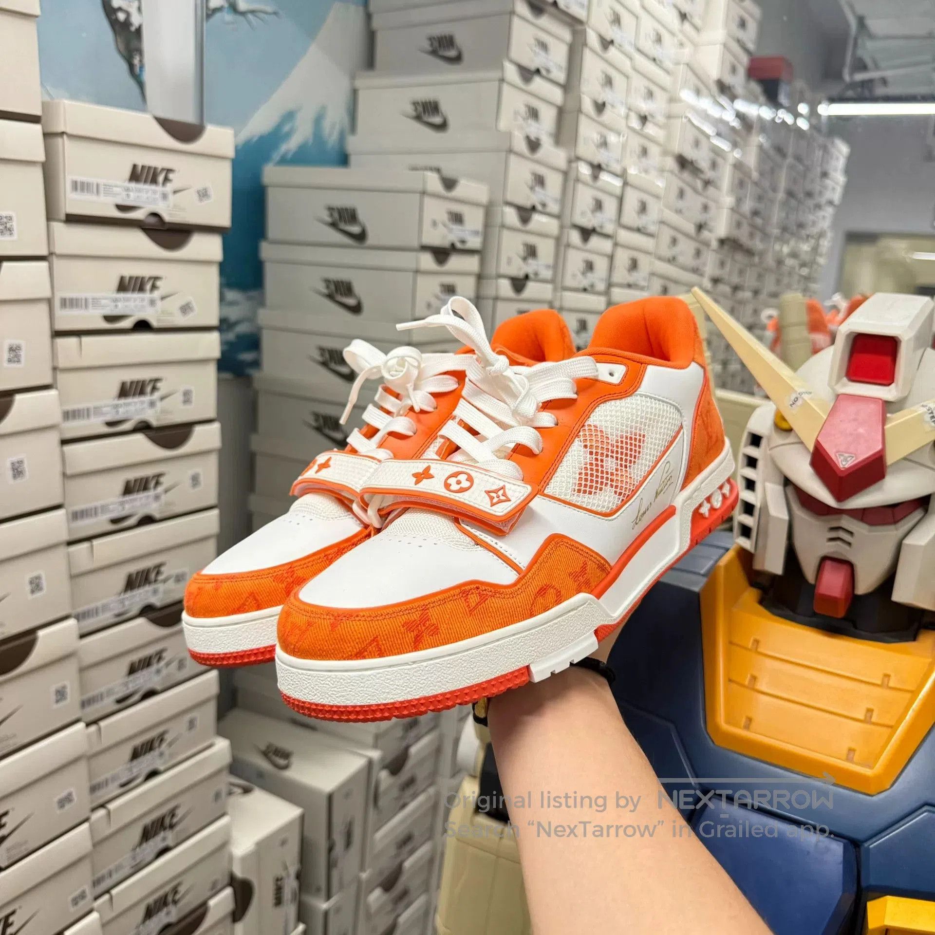 Louis Vuitton Louis Vuitton LV Trainer Velcro White Orange. Size US 10 / EU 43 - 1 Thumbnail