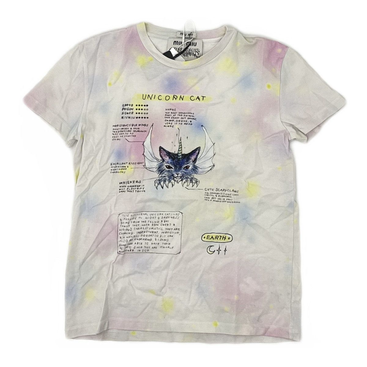 Miu Miu Miu Miu x Eri Wakiyama "Unicorn Cat" tie-dyed cotton t-shirt Size XS / US 0-2 / IT 36-38 - 1 Thumbnail
