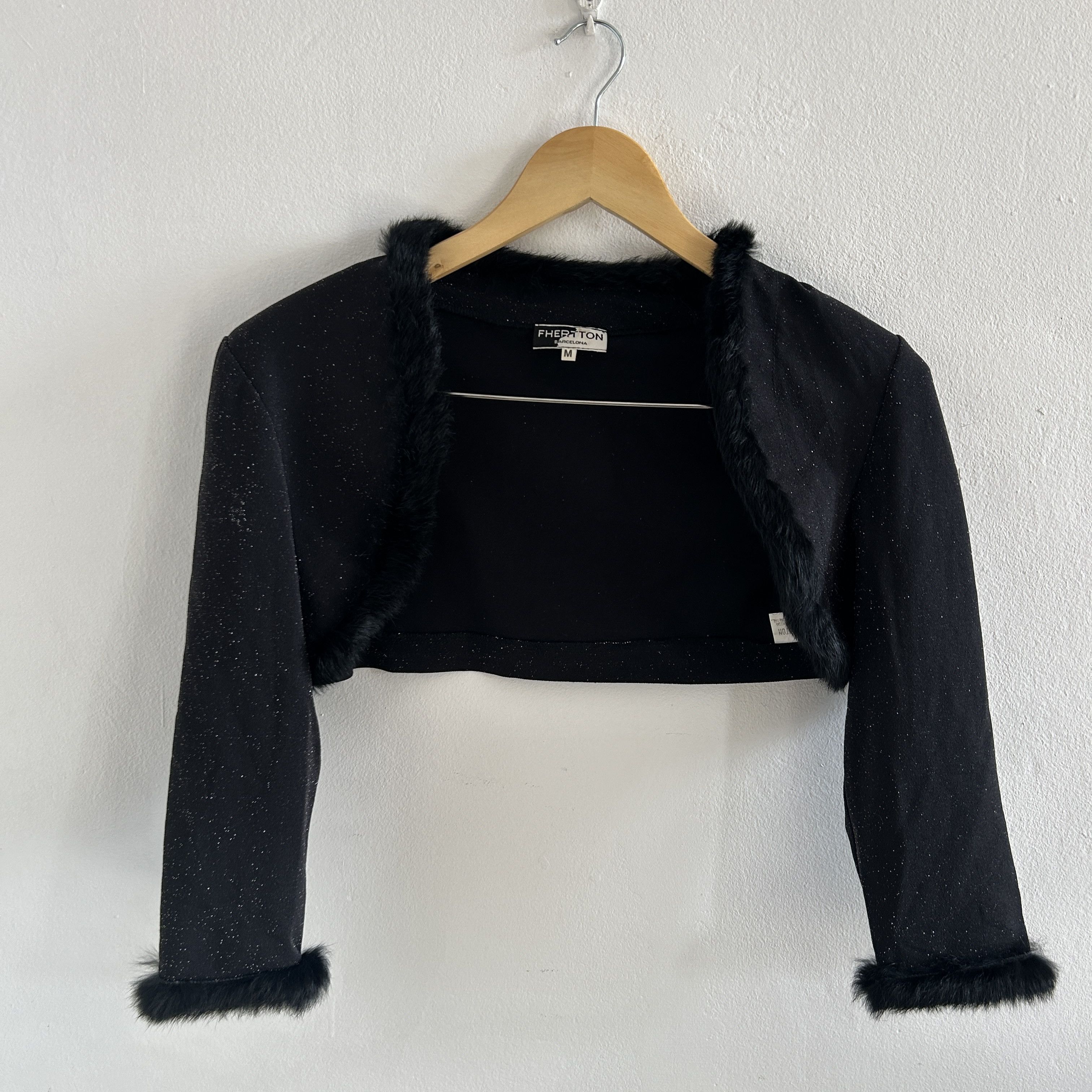 Vintage Vintage 90s Black Faux Fur Bolero Jacket Size S / US 4 / IT 40 - 7 Thumbnail