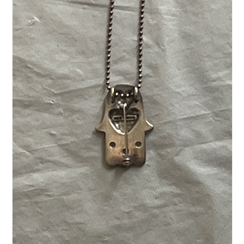 Other Vintage 925 Silver Hamsa Hand heart pendant Brooch necklace Size ONE SIZE - 4 Thumbnail