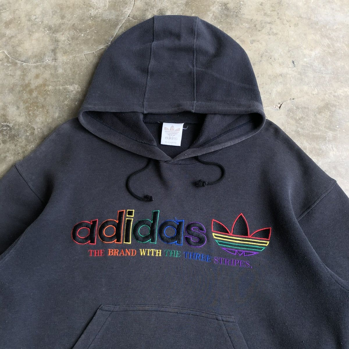 Adidas ❤️💛💚1990s Vintage Adidas Descente Reggae Hoodie Black Size US L / EU 52-54 / 3 - 3 Thumbnail