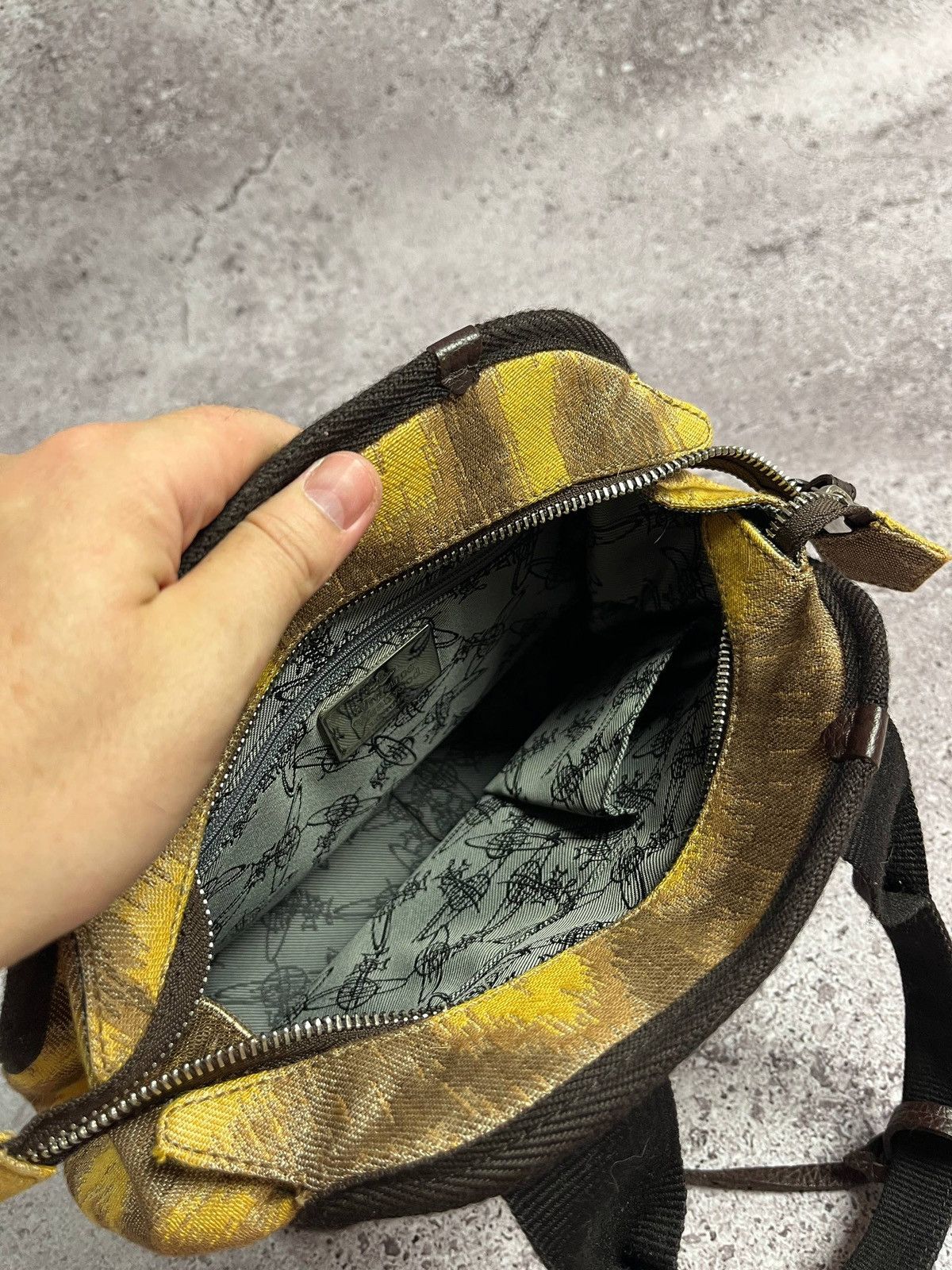 Vivienne Westwood Yellow Leopard Print Handbag OrbLogo Canvas SatchelTote Rare Size ONE SIZE - 13 Thumbnail