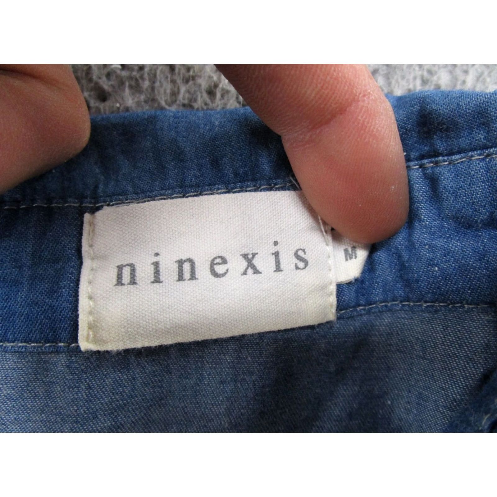 Denime Ninexis Blue Denim Button Front Cinch Waist Midi Shirt Dress Size M Western Size M / US 6-8 / IT 42-44 - 3 Thumbnail