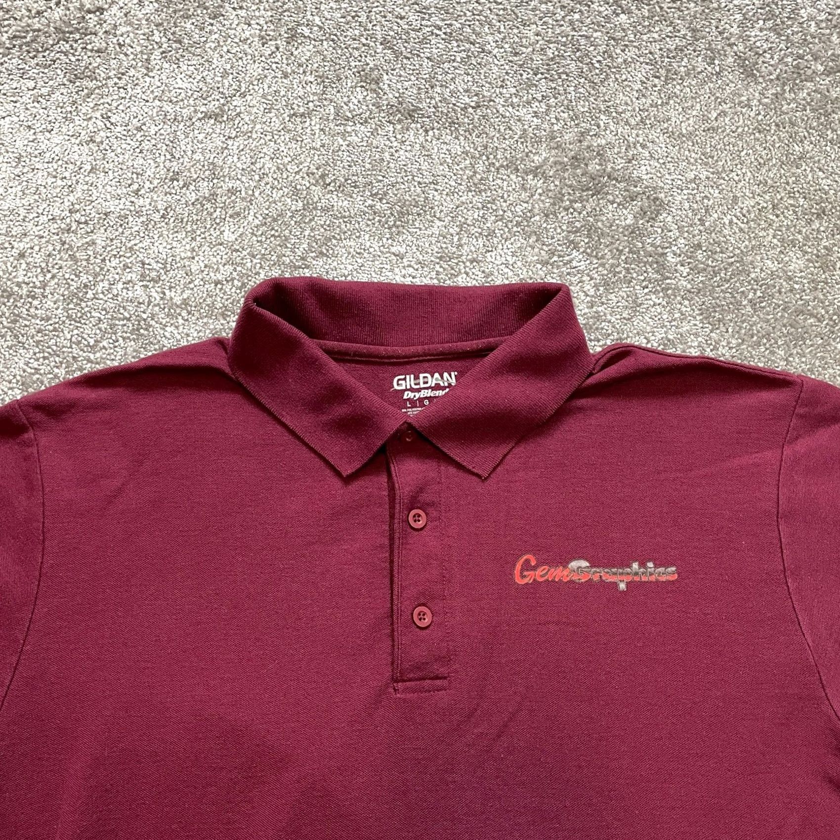Gildan Gildan Dry Blend Polo Shirt Mens L Dark Red Maroon Logo Collar Gem Graphics Size US L / EU 52-54 / 3 - 2 Thumbnail