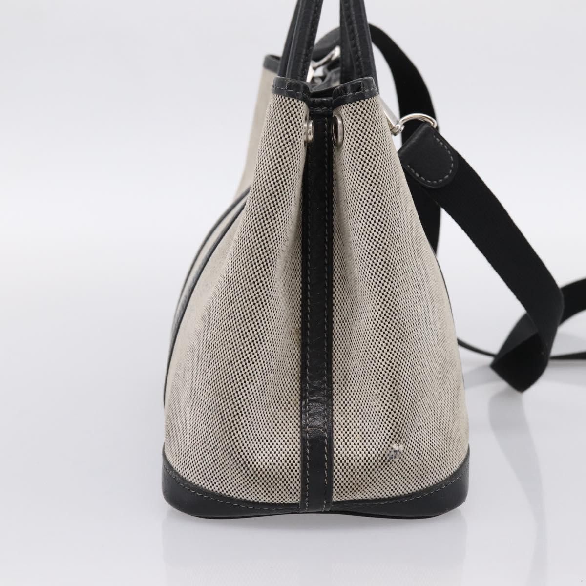 Hermes HERMES Garden Party PM Hand Bag Canvas 2way Gray Silver Auth Size ONE SIZE - 3 Thumbnail