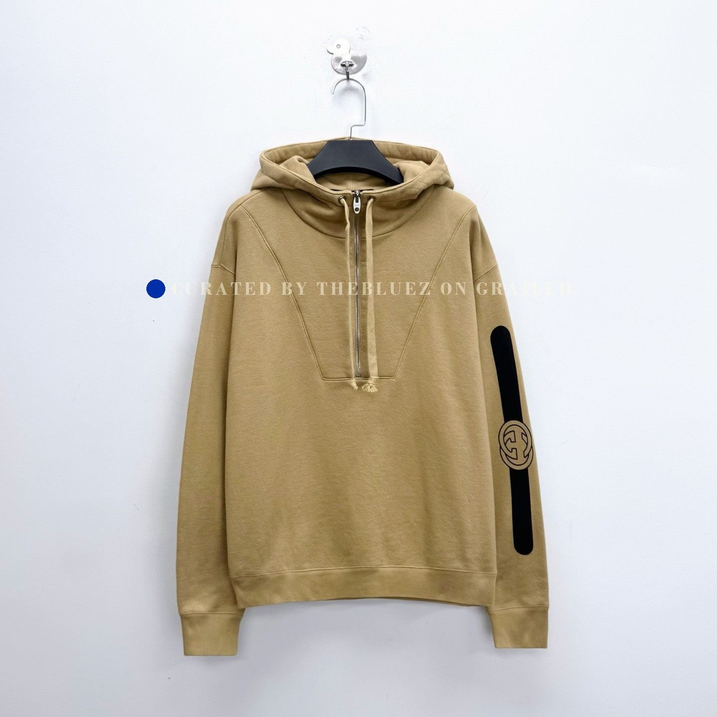 Gucci Gucci Beige Half-Zip Arm Logo Hoodie Size US S / EU 44-46 / 1 - 1 Thumbnail