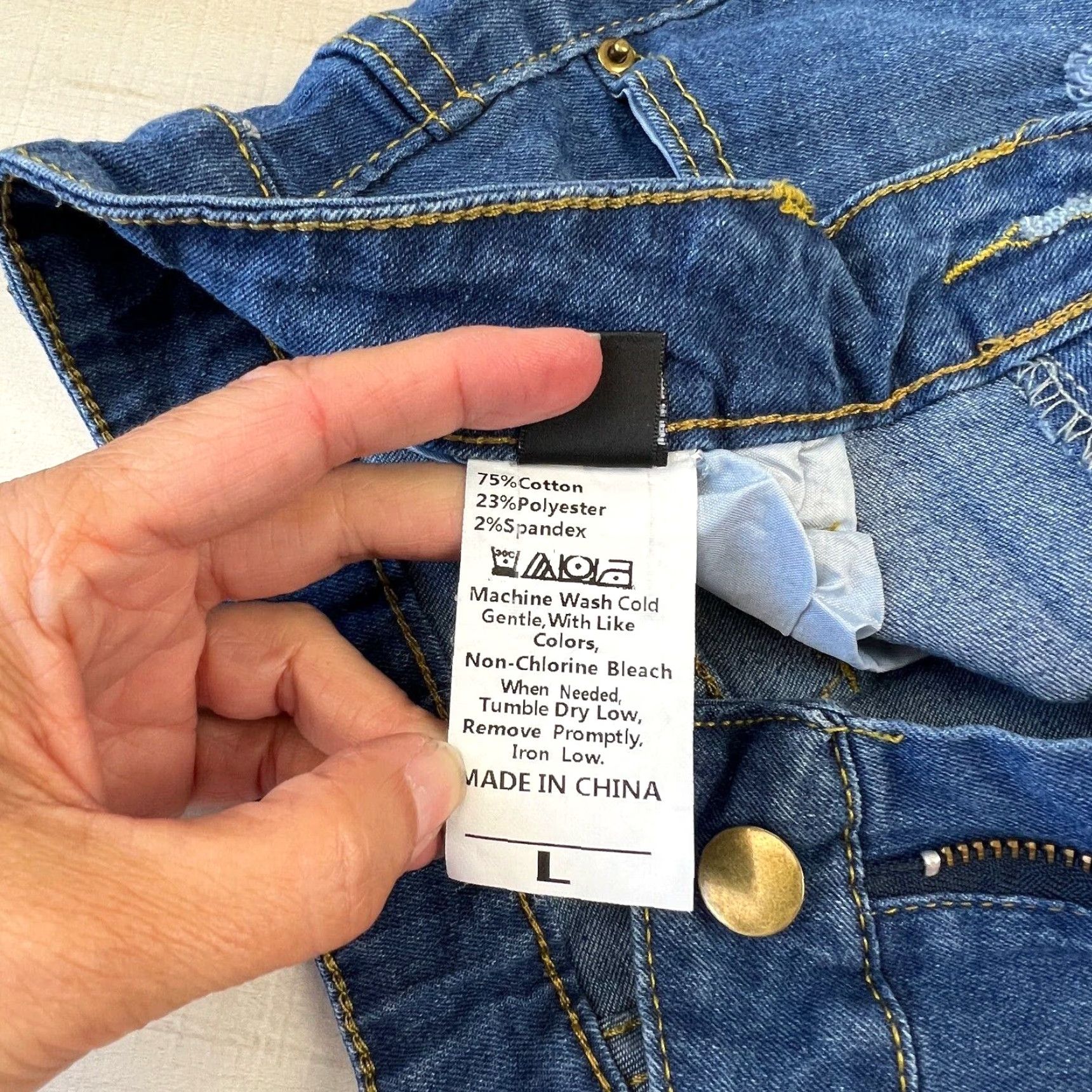 Shein Shein Womens Large Skinny Distressed Blue Jeans Mid Rise Stretch Cotton Blend Size 36" / US 14 / IT 50 - 5 Thumbnail