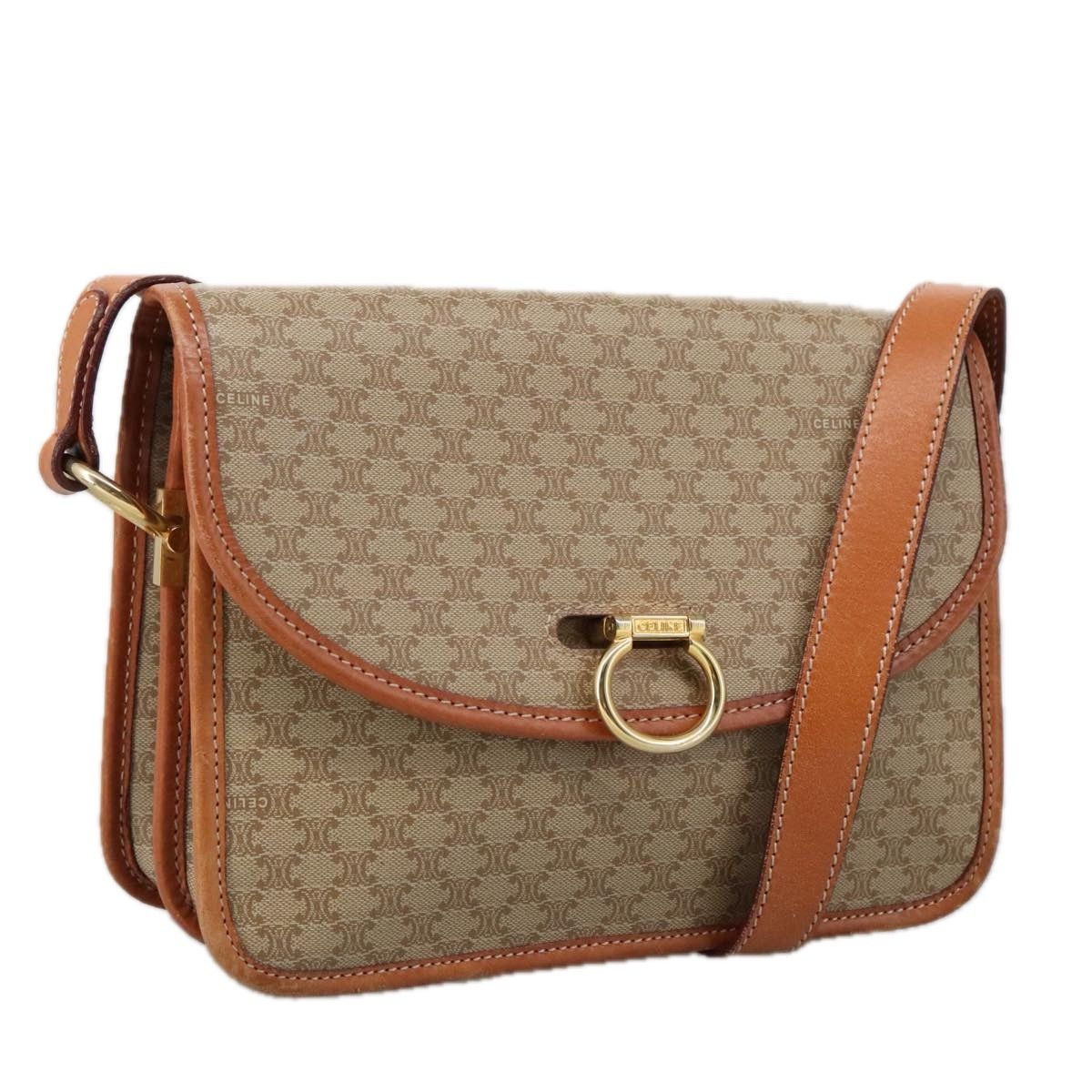 Celine CELINE Macadam Canvas Shoulder Bag Beige Gold Size ONE SIZE - 1 Thumbnail