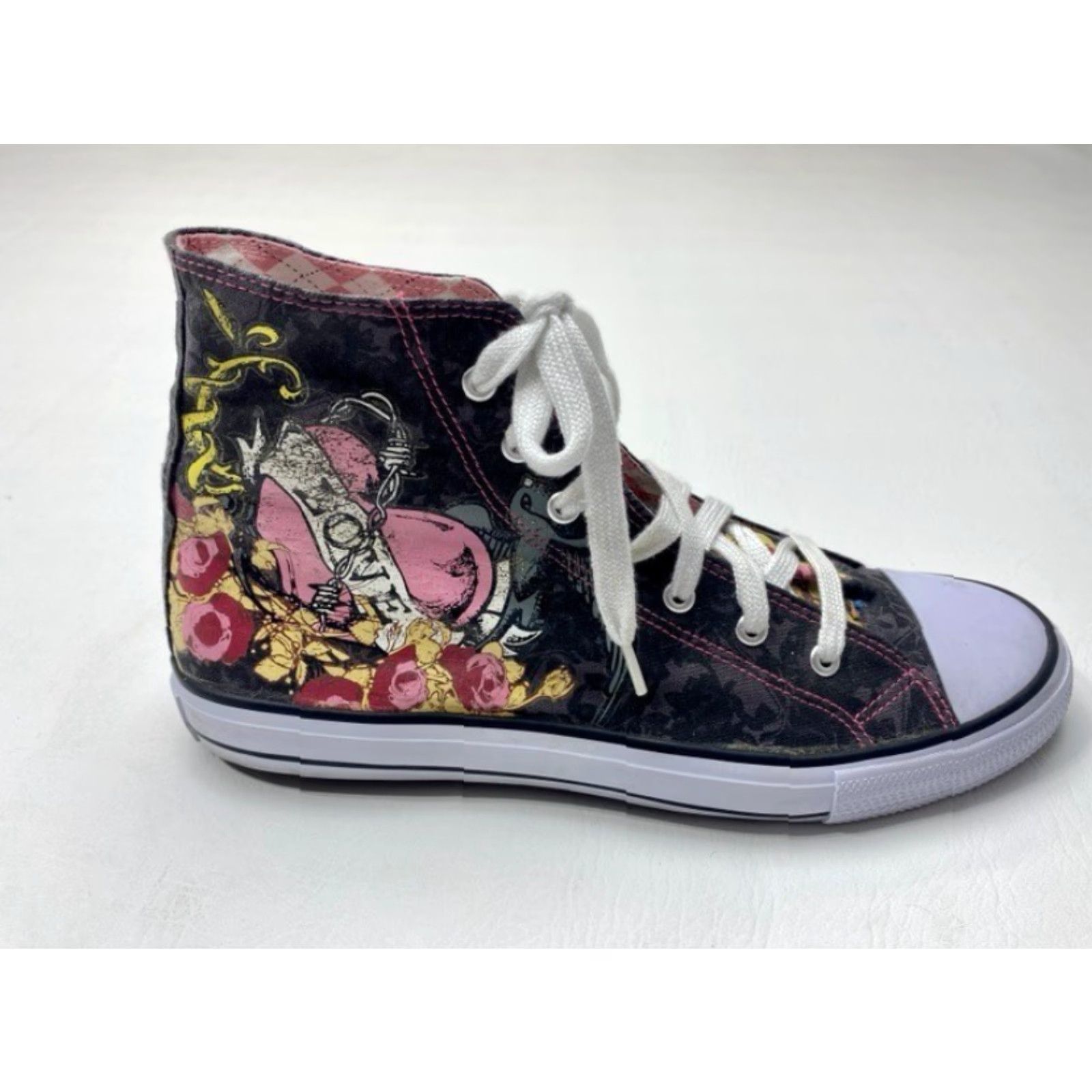 Ed Hardy VINTAGE Airwalk Love Ed Hardy Canvas High Top Sneakers Unisex Size 12 Lace Up EUC 1596 Size US L / EU 52-54 / 3 - 5 Thumbnail