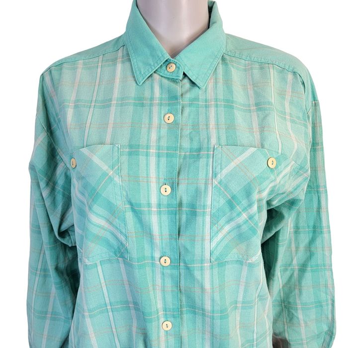 Vintage Gitano Vintage 90s Plaid Shirt Women Large Button Collar Top