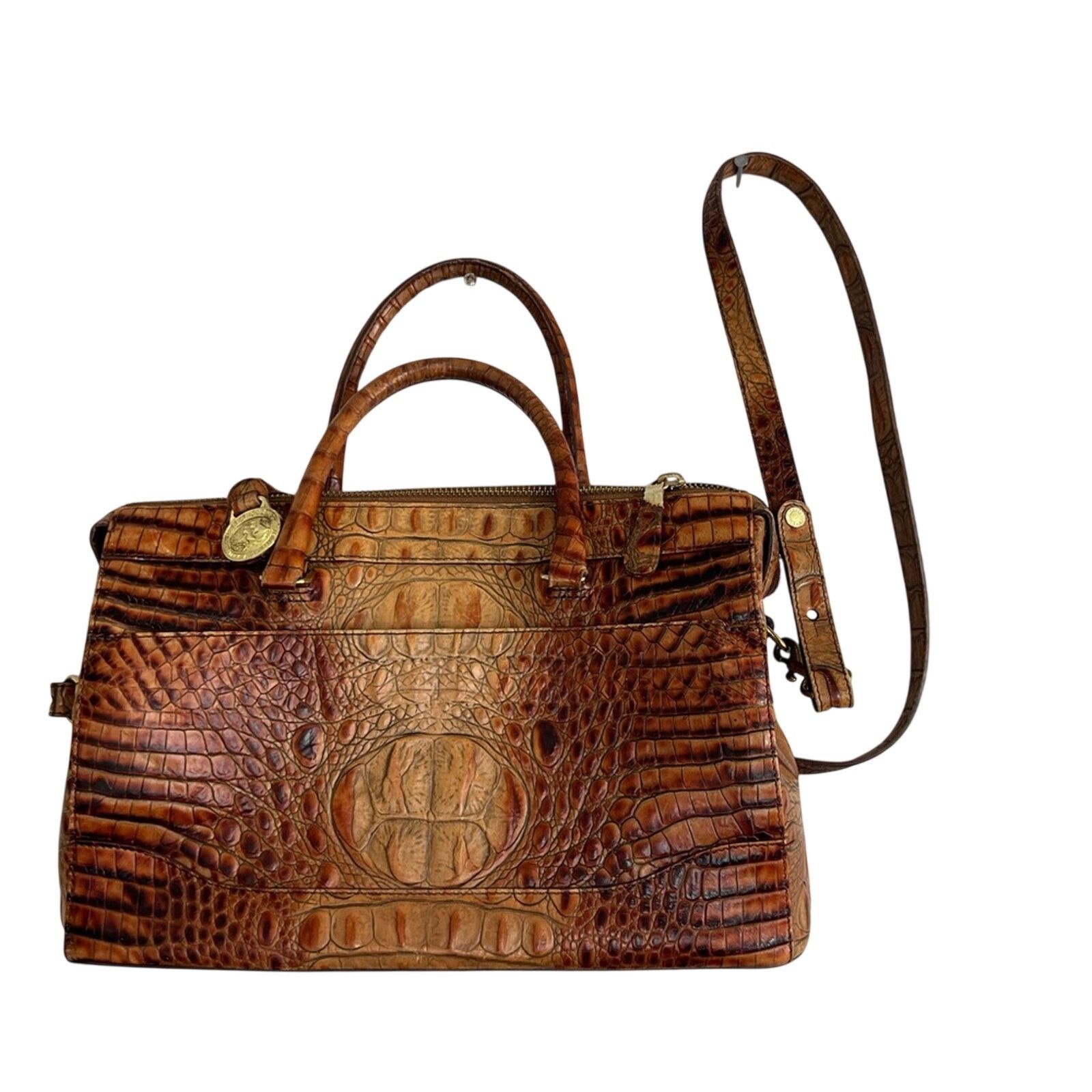 BRAHMIN Vtg Brahmin Stacy Toasted Melbourne Crossbody Bag Croc Size ONE SIZE - 3 Thumbnail