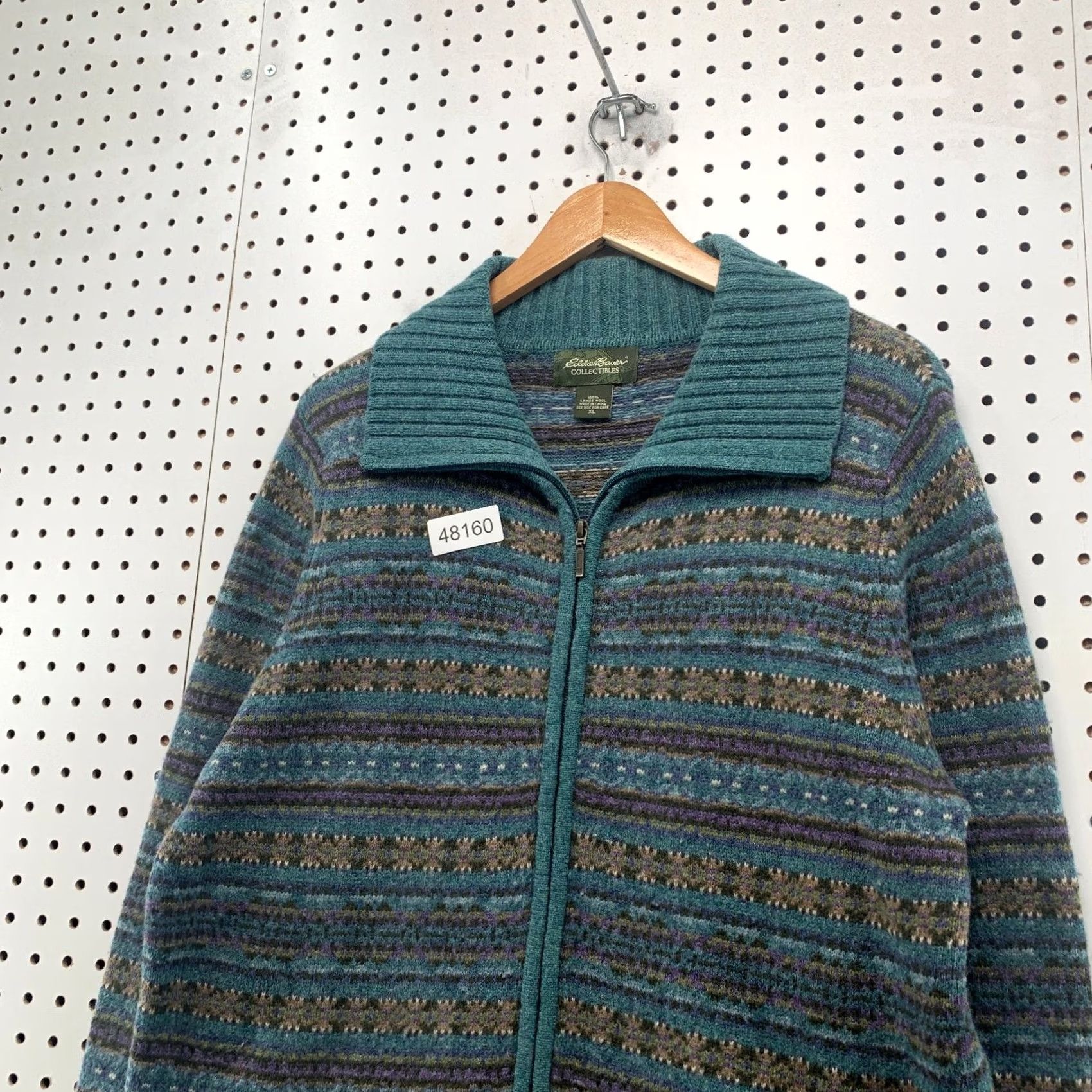 Eddie Bauer Eddie Bauer Wool Cardigan Sweater Womens XL Teal Collectibles Fair Isle Collar Vintage Size XL / US 12-14 / IT 48-50 - 6 Thumbnail